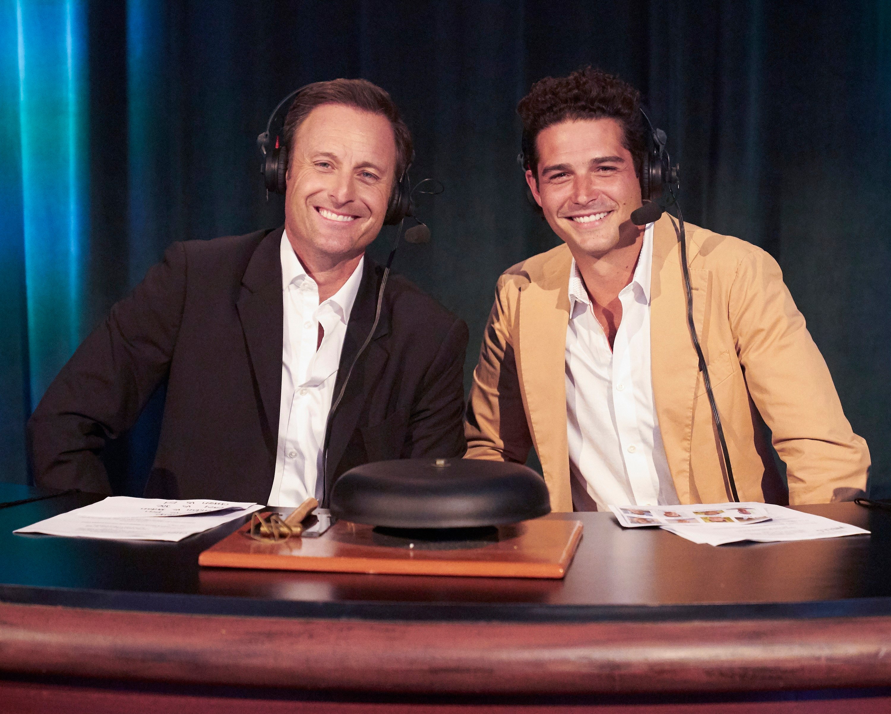 'The Bachelorette' host Chris Harrison with guest Wells Adams