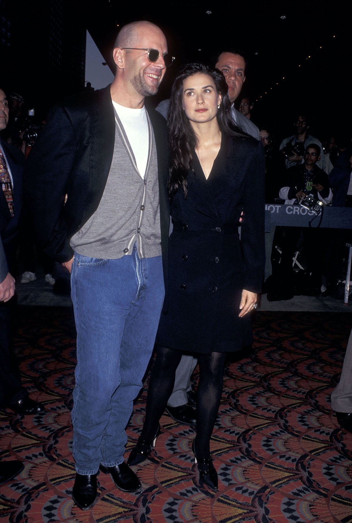 Bruce Willis and actress Demi Moore attend the "Die Hard: With a Vengeance" New York City Premiere on May 15, 1995