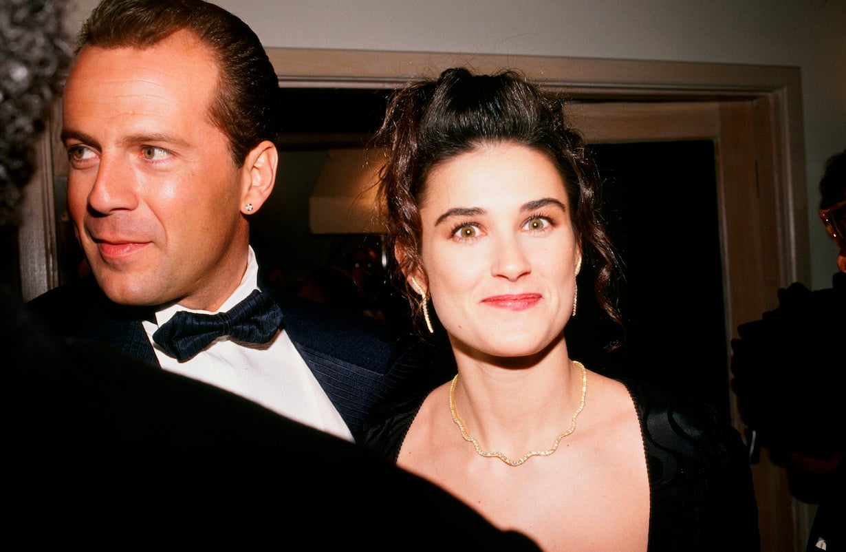 Bruce Willis and Demi Moore arrive at the 1989 Oscar Party