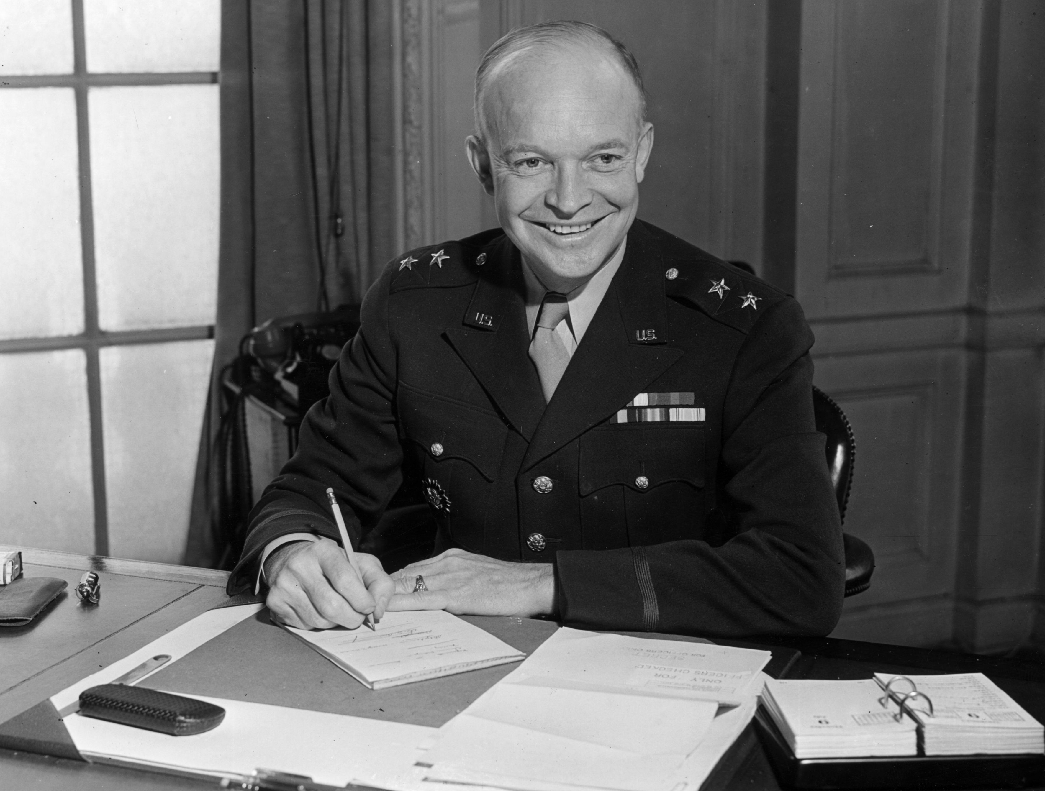 Dwight D Eisenhower in his office IN 1942