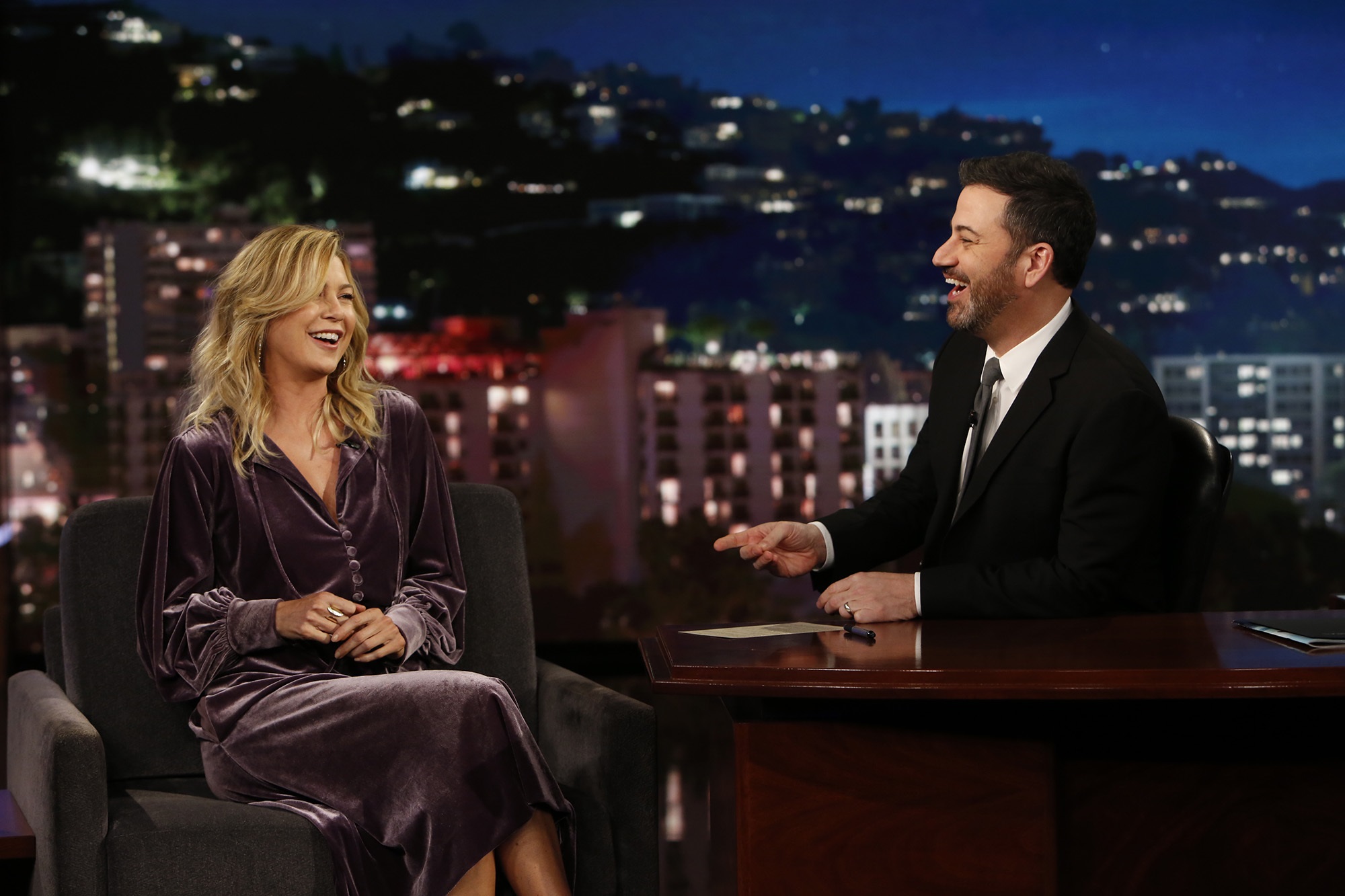'Grey's Anatomy' star Ellen Pompeo and host Jimmy Kimmel
