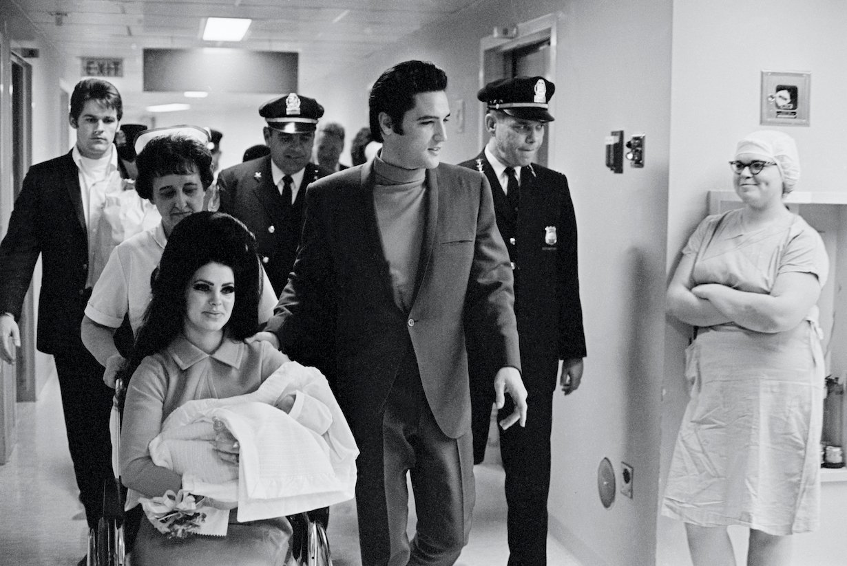 Elvis with Wife and Daughter at Hospital