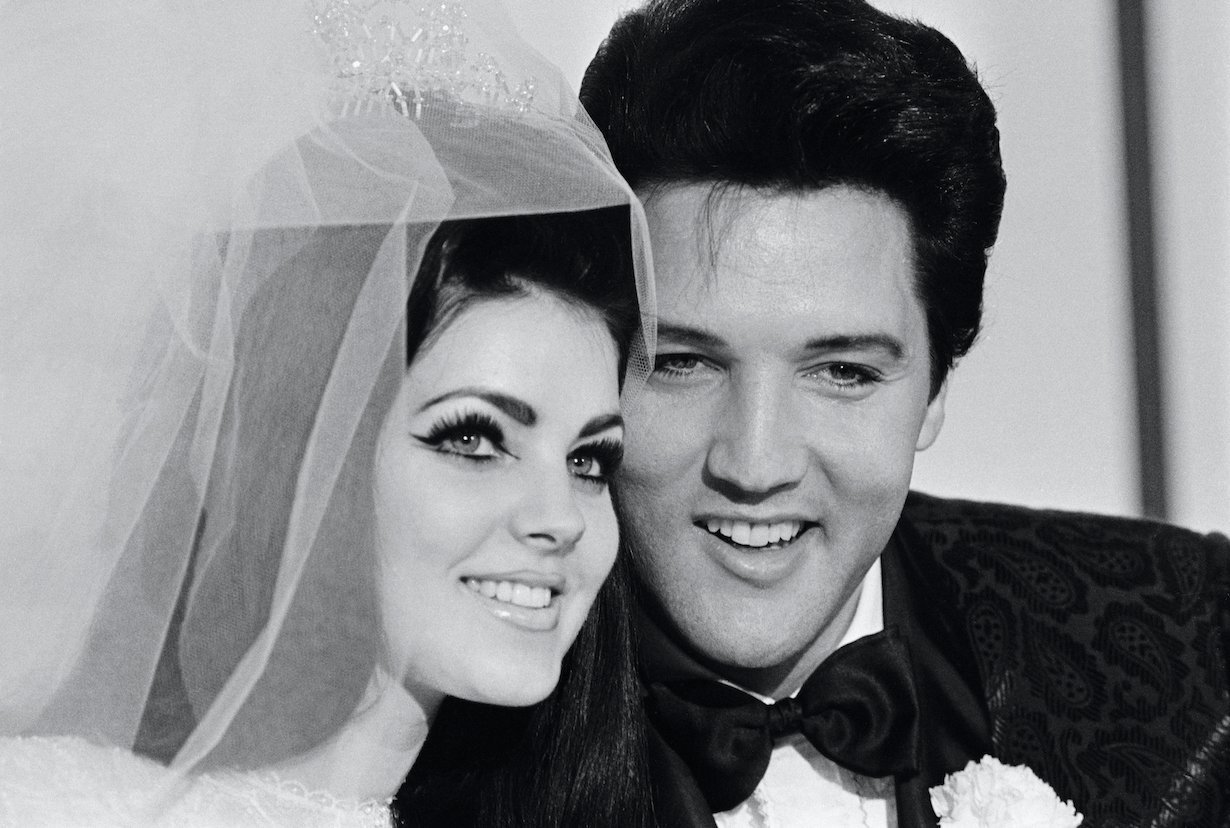 Pricilla and Elvis Presley on their Wedding Day