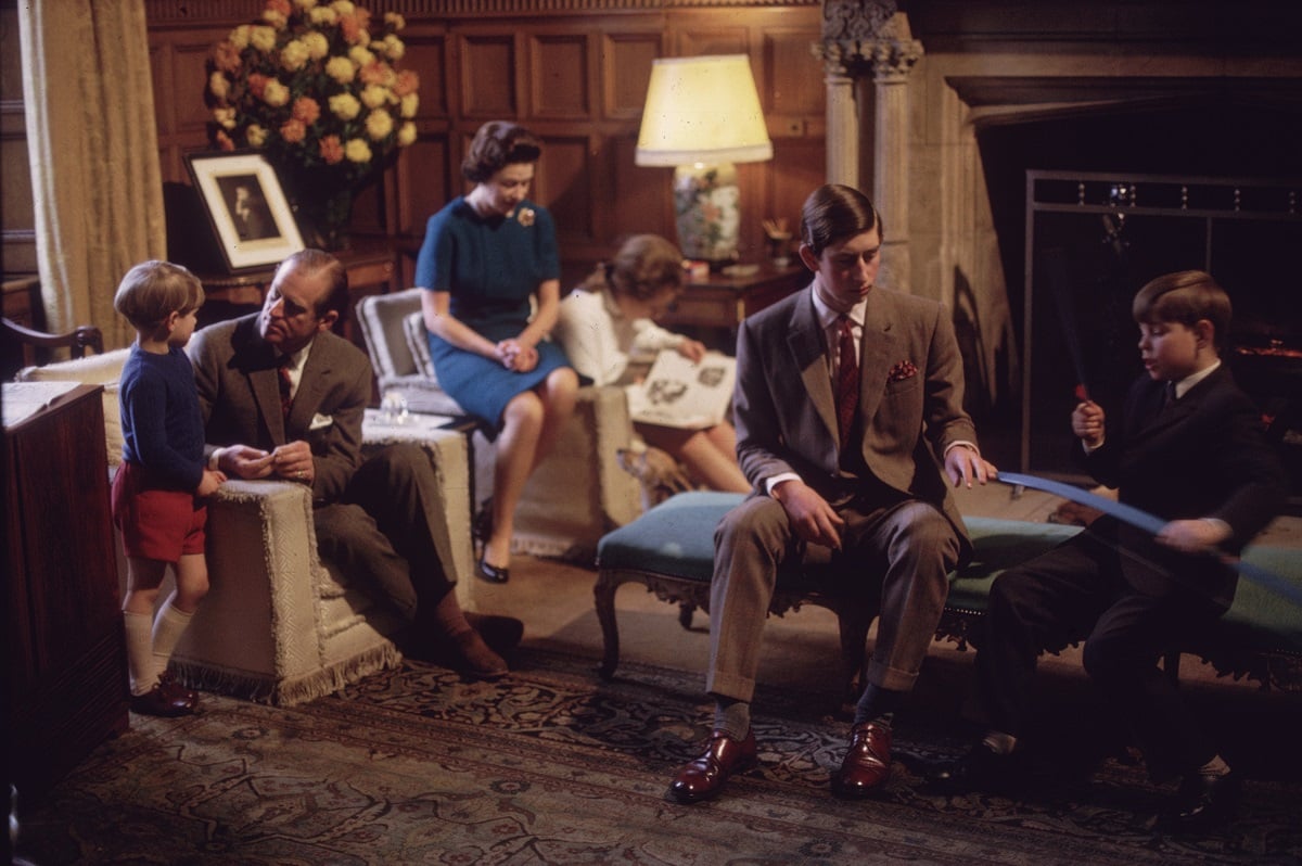 (From left): Prince Edward, Prince Philip, Queen Elizabeth II, Princess Anne, Prince Charles, and Prince Andrew