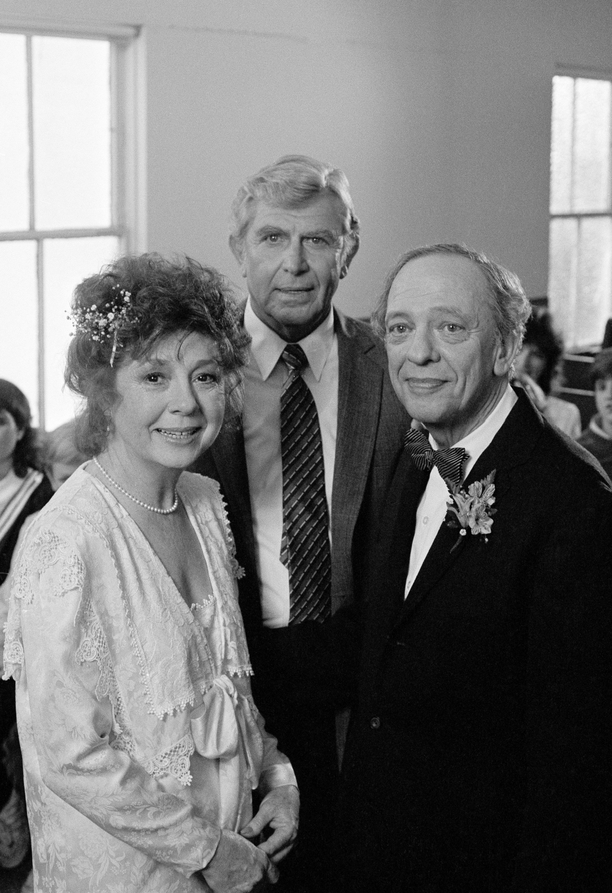 From left to right: Betty Lynn, Andy Griffith, and Don Knotts in 1986's 'Return to Mayberry'