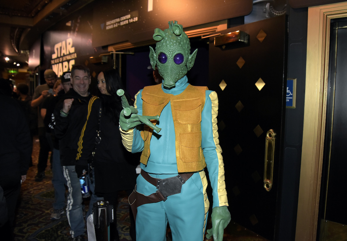 A fan dressed as the 'Star Wars' character Greedo