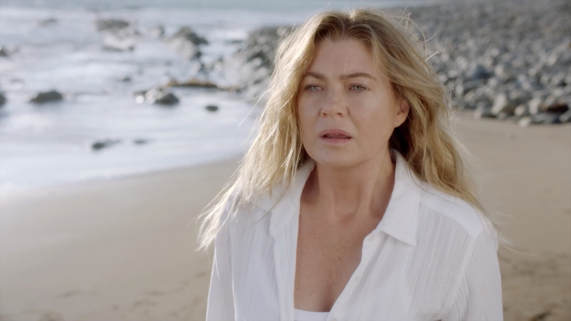 Ellen Pompeo as Meredith Grey on the beach on 'Grey's Anatomy' Season 17 premiere