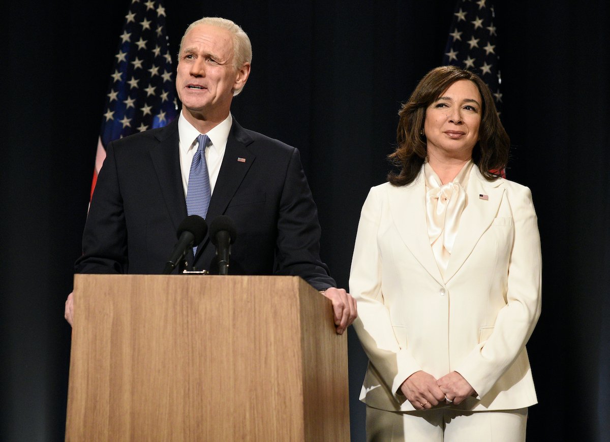 Jim Carrey as Joe Biden and Maya Rudolph as Kamala Harris during the 'Biden Victory' Cold Open on 'Saturday Night Live' | Will Heath/NBC/NBCU Photo Bank via Getty Images