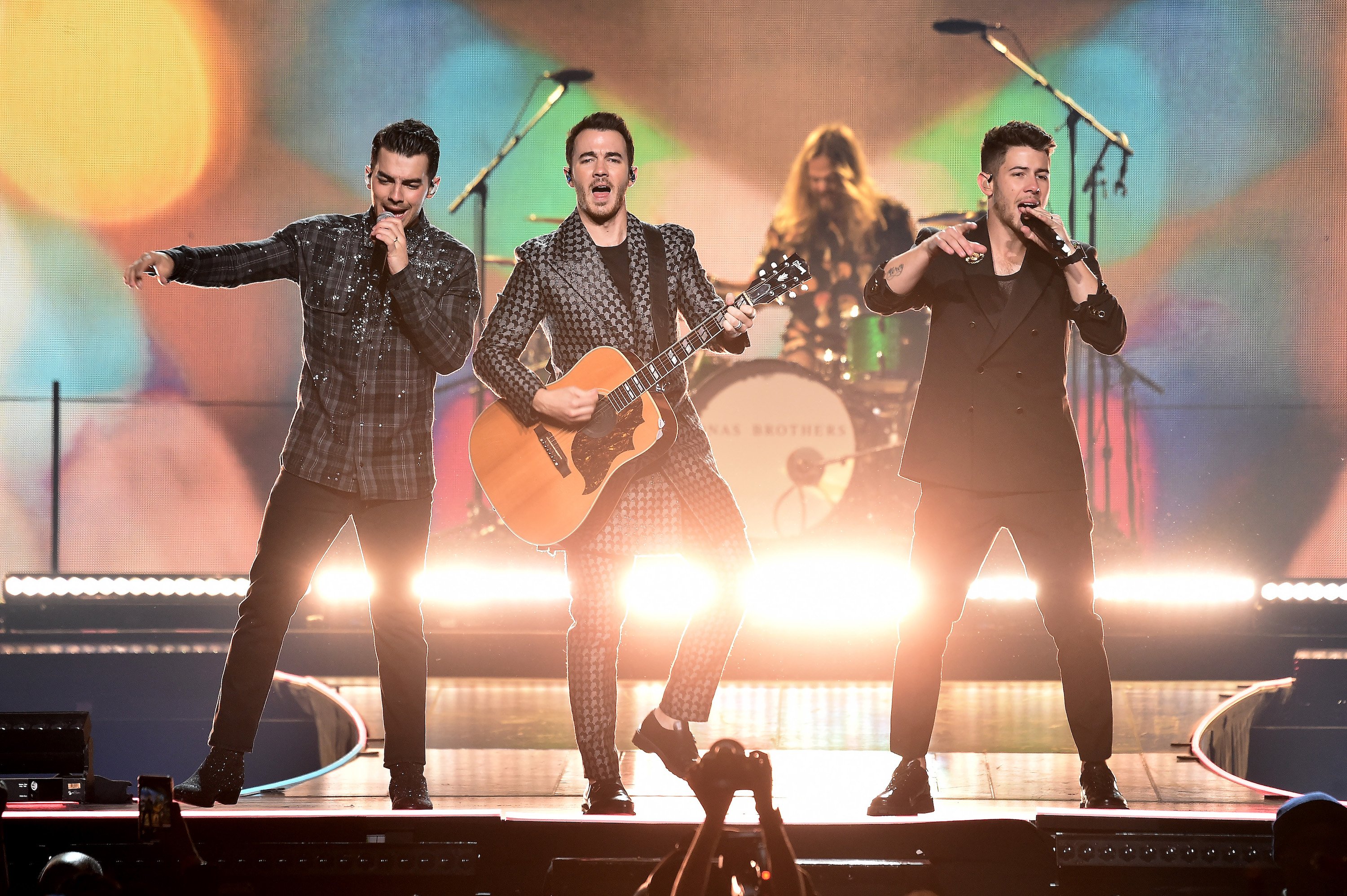 Joe Jonas, Kevin Jonas, and Nick Jonas of The Jonas Brothers perform at Barclays Center 