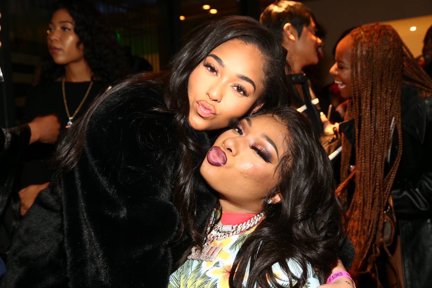 L-R Jordyn Woods and Megan Thee Stallion attend A Celebration of The Fearless Women in Music Hosted by YouTube Music and Megan Thee Stallion at Spring Studios on December 11, 2019 in Los Angeles, California.