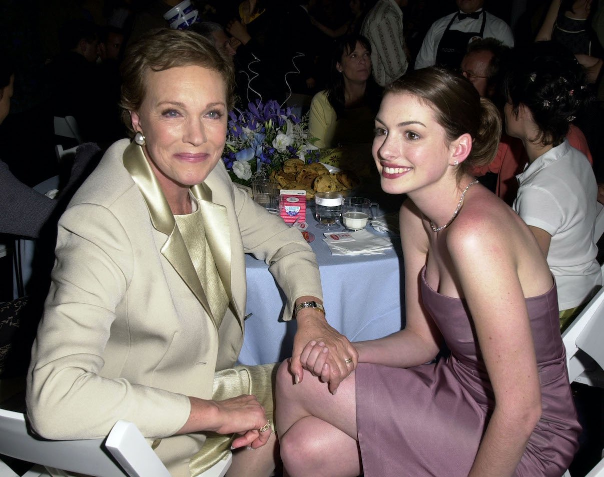 Julie Andrews and Anne Hathaway at the premiere party for 'The Princess Diaries'