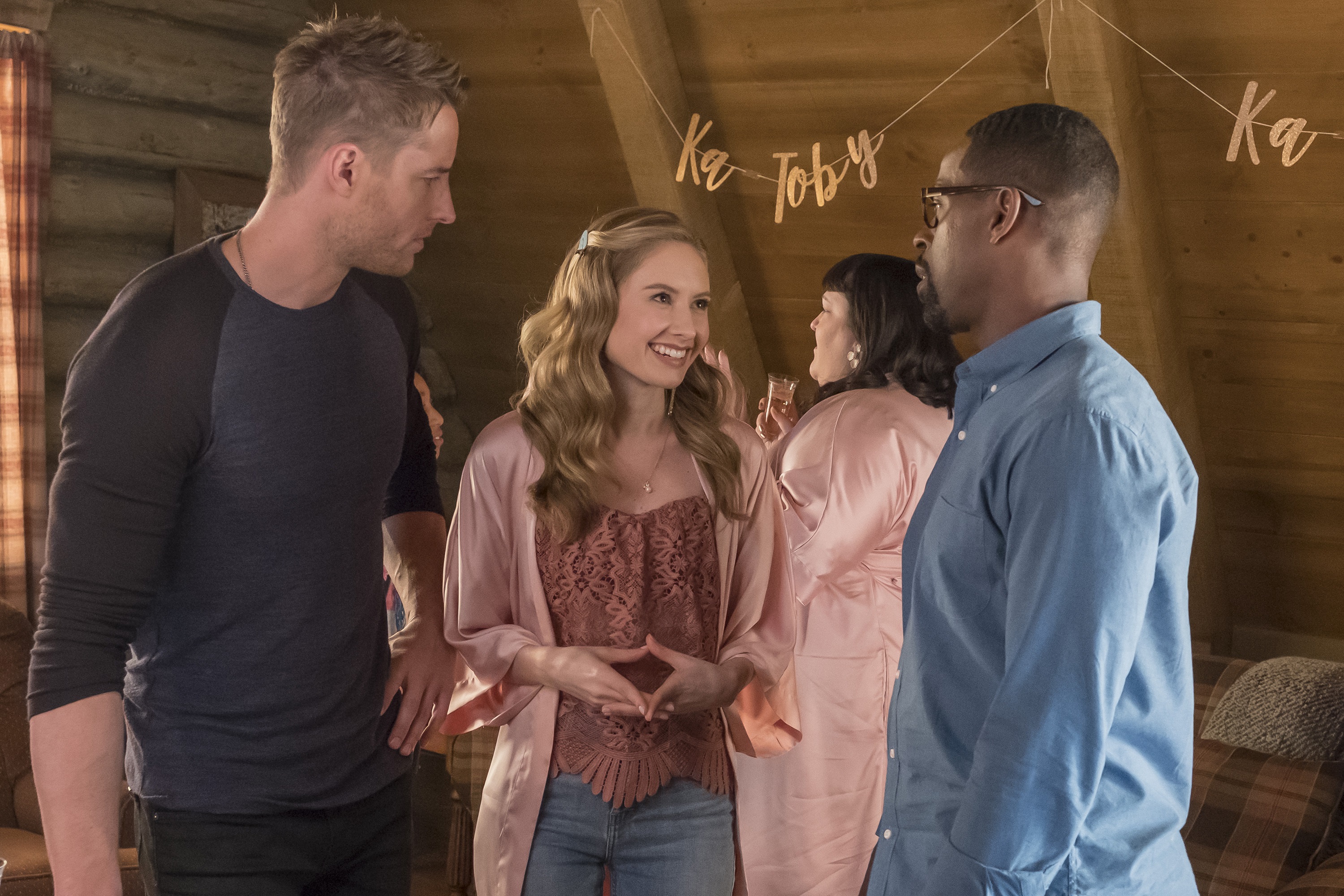 'This Is Us' Justin Hartley as Kevin, Caitlin Thompson as Madison, and Sterling K. Brown as Randall