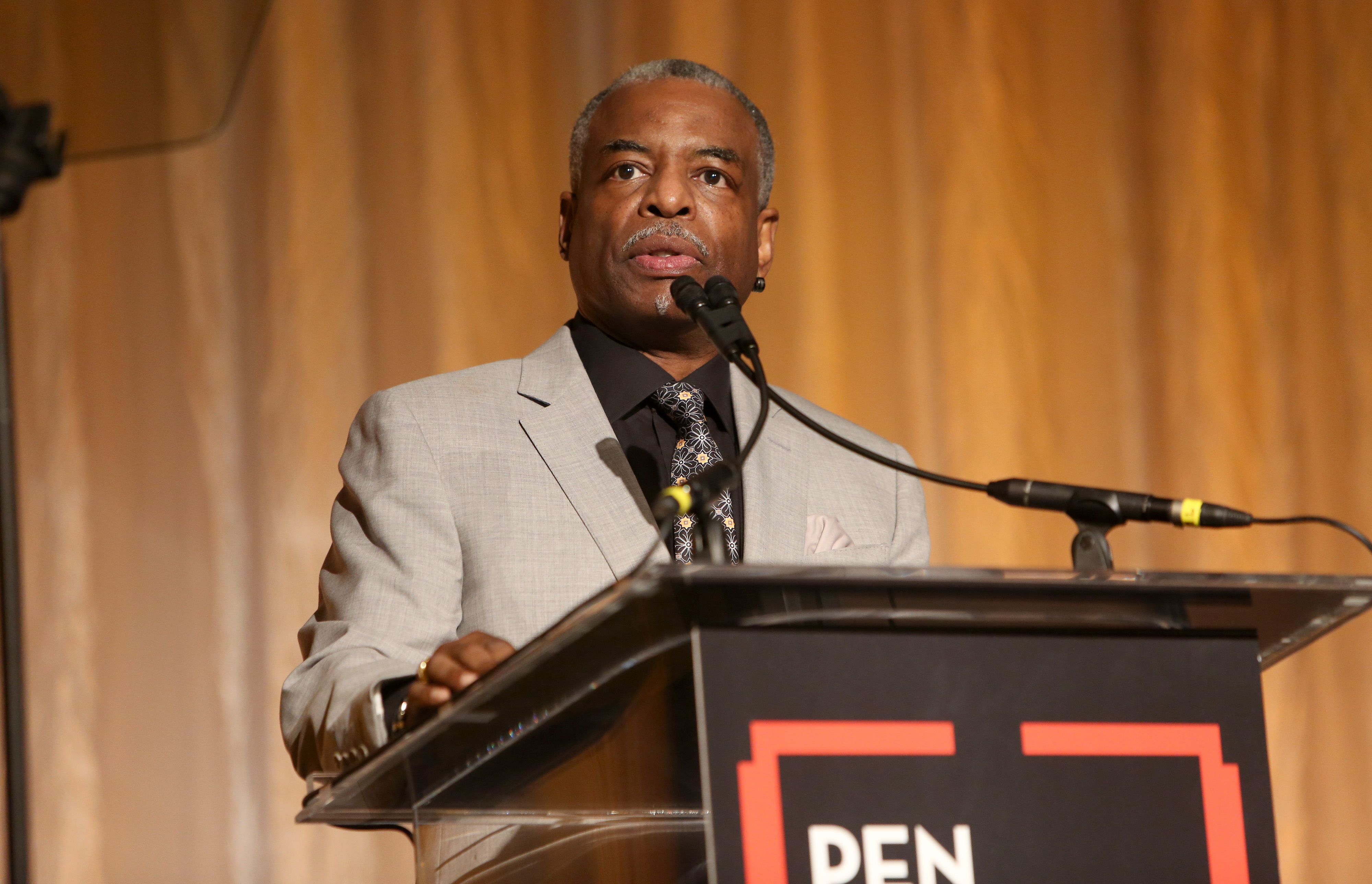 LeVar Burton speaks onstage during the 29th Annual PEN America LitFestGala at Regent Beverly Wilshire Hotel