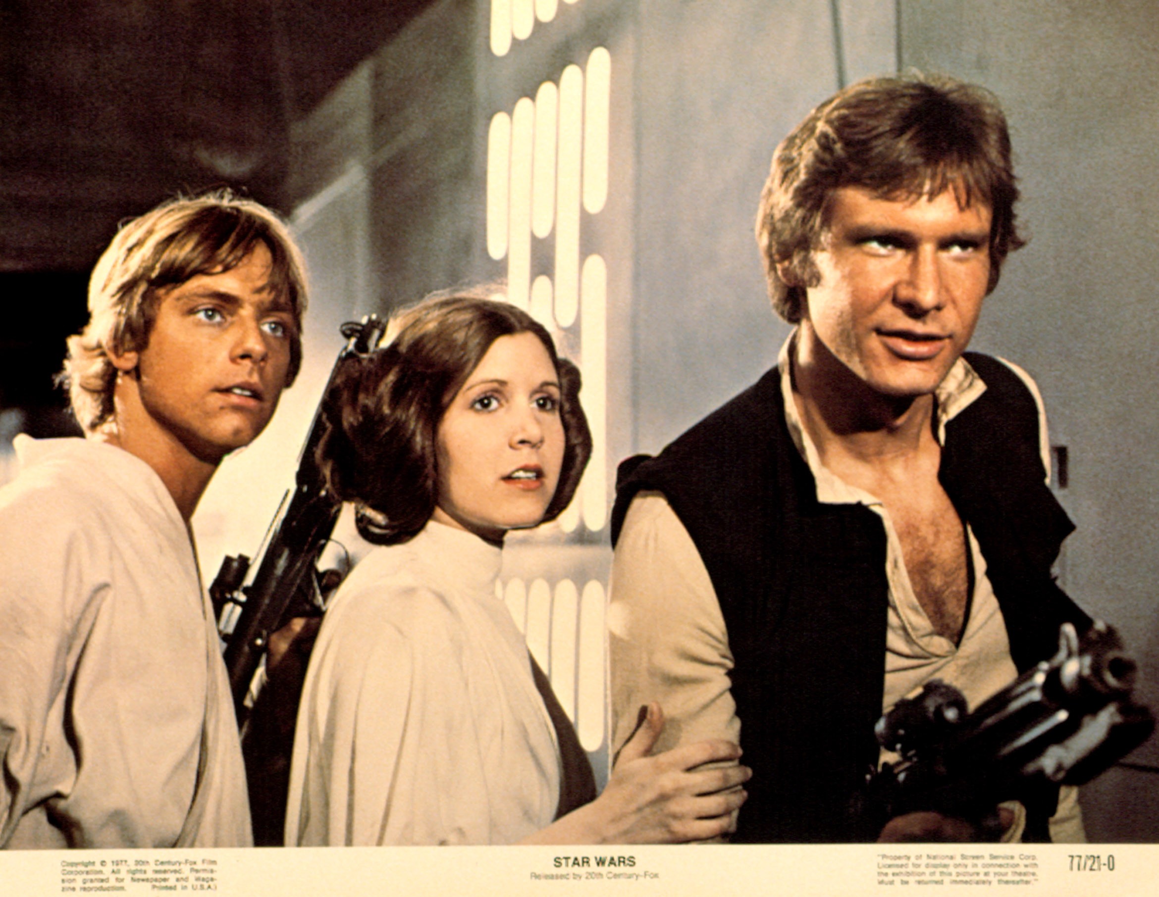 Mark Hamill, Carrie Fisher, and Harrison Ford of 'Star Wars'