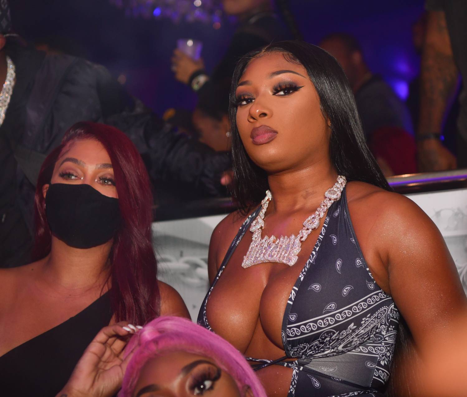 La La Anthony and Megan thee Stallion attends the All Black D'usse Affair at Compound on October 30, 2020 in Atlanta, Georgia.