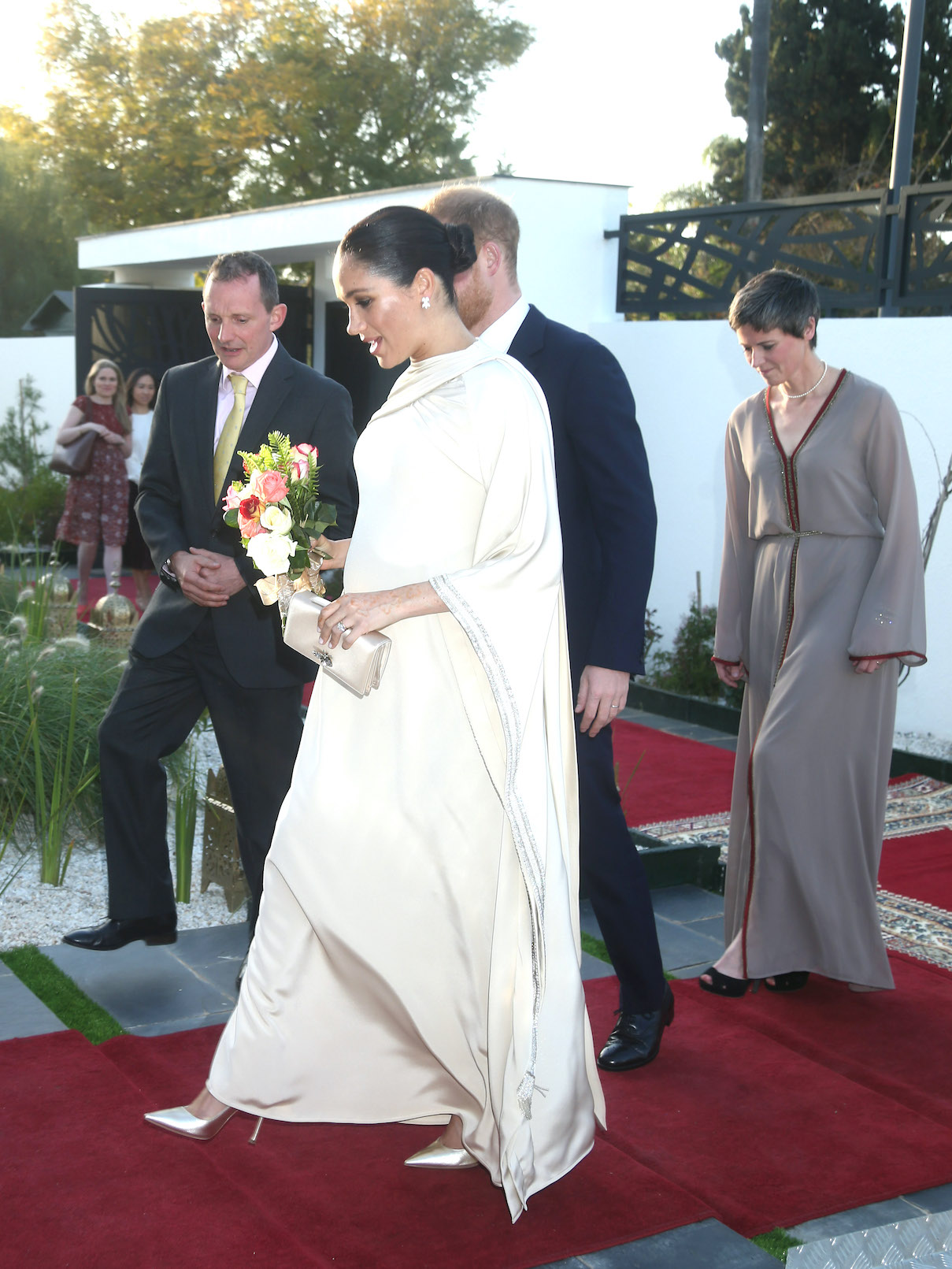 Meghan Markle and Prince Harry arrive at a reception in Morocco