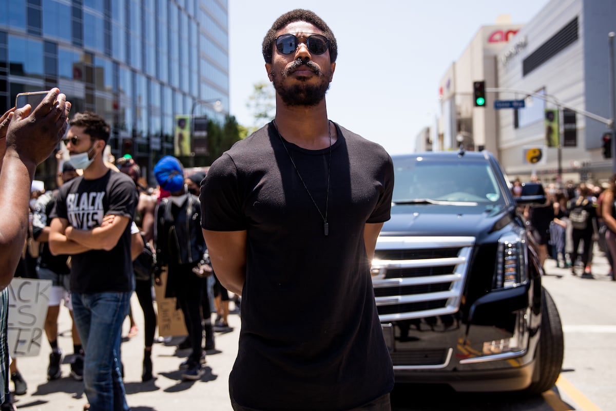 Michael B. Jordan participates in the Hollywood talent agencies march to support Black Lives Matter protests