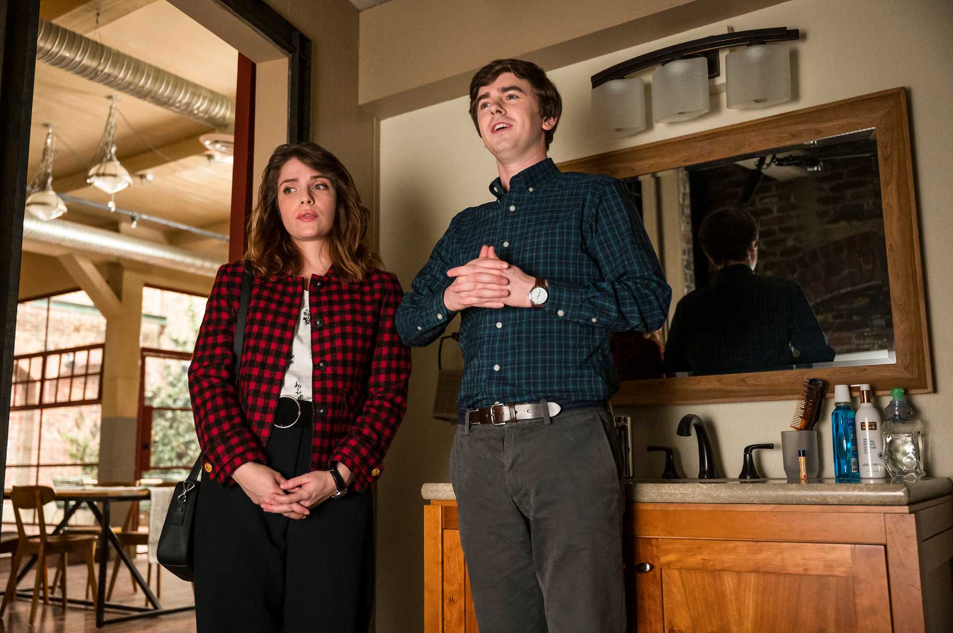 Paige Spara and Freddie Highmore | Kailey Schwerman via Getty Images