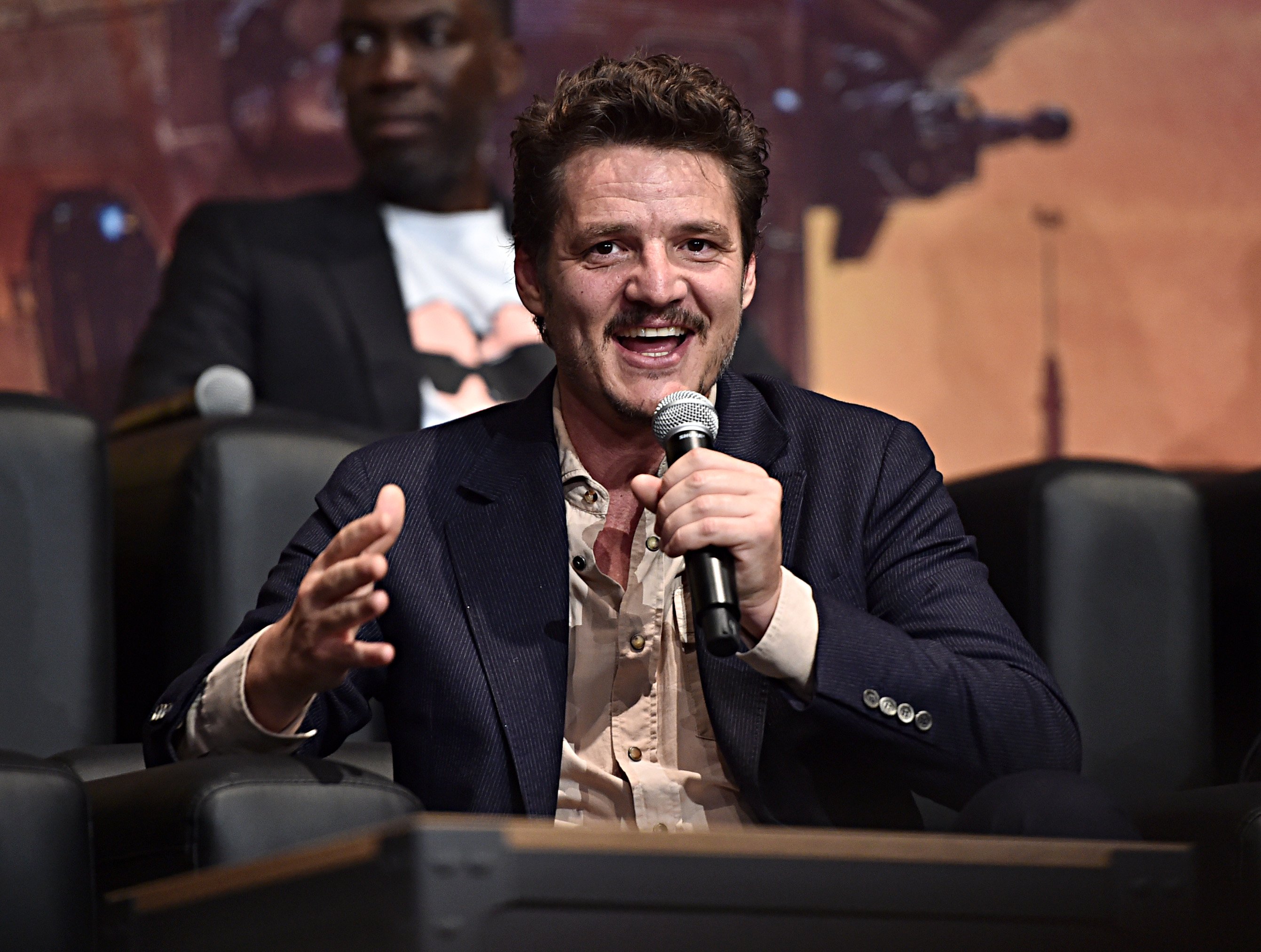 Pedro Pascal speaks onstage at the premiere of Lucasfilm's first-ever, live-action series, 'The Mandalorian' 