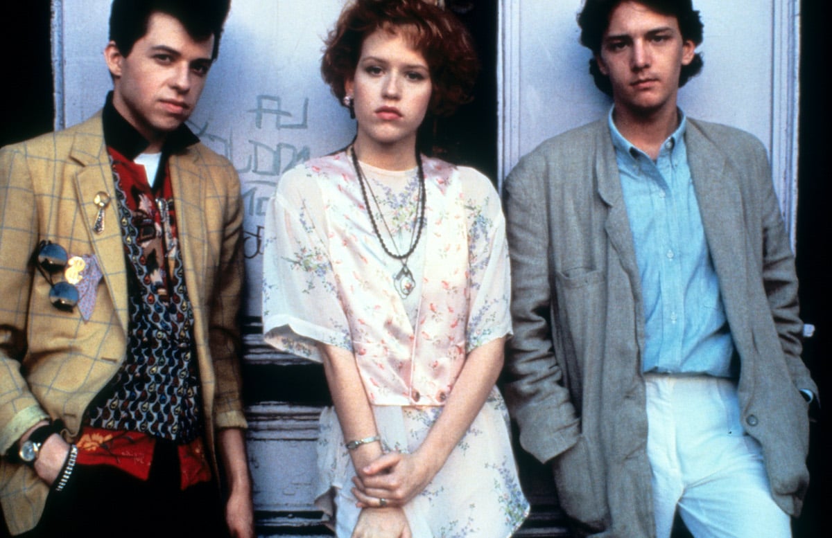 Jon Cryer, Molly Ringwald and Andrew McCarthy on set of the film 'Pretty In Pink', 1986
