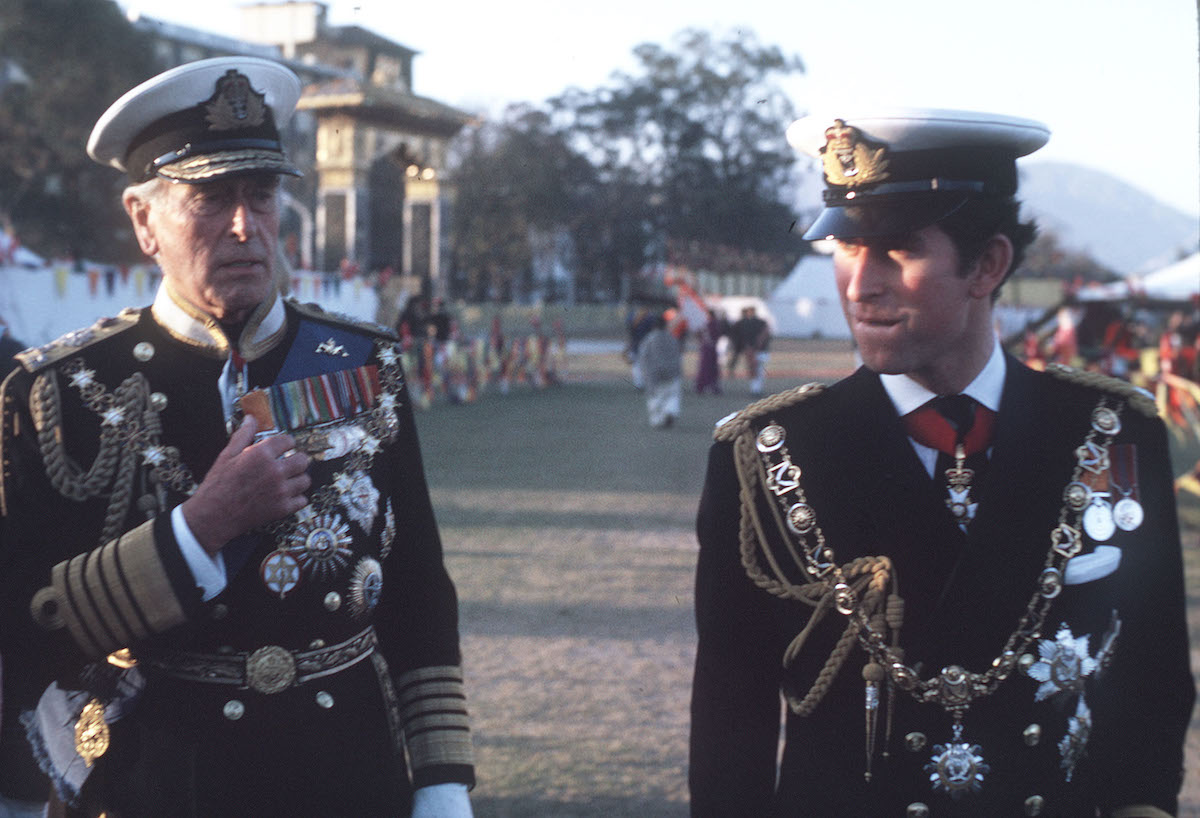 Prince Charles and Lord Louis Mountbatten visiting Nepal in 1975 to attend the coronation of King Birendra | Anwar Hussein/WireImage