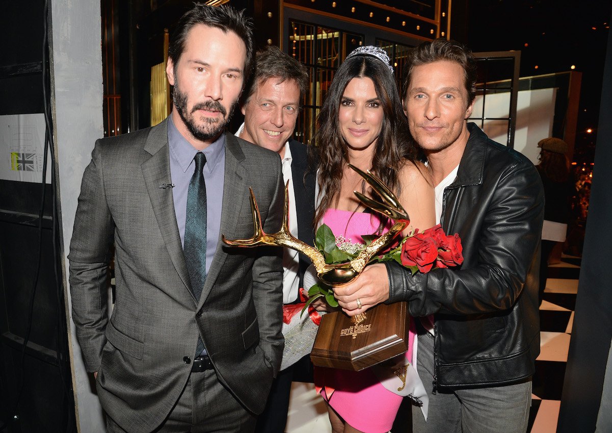 Sandra Bullock with Matthew McConaughey, Keanu Reeves, and Hugh Grant