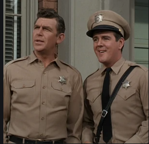 Andy Griffith as Sheriff Andy Taylor, left, with Jack Burns as Deputy Warren Ferguson on 'The Andy Griffith Show'