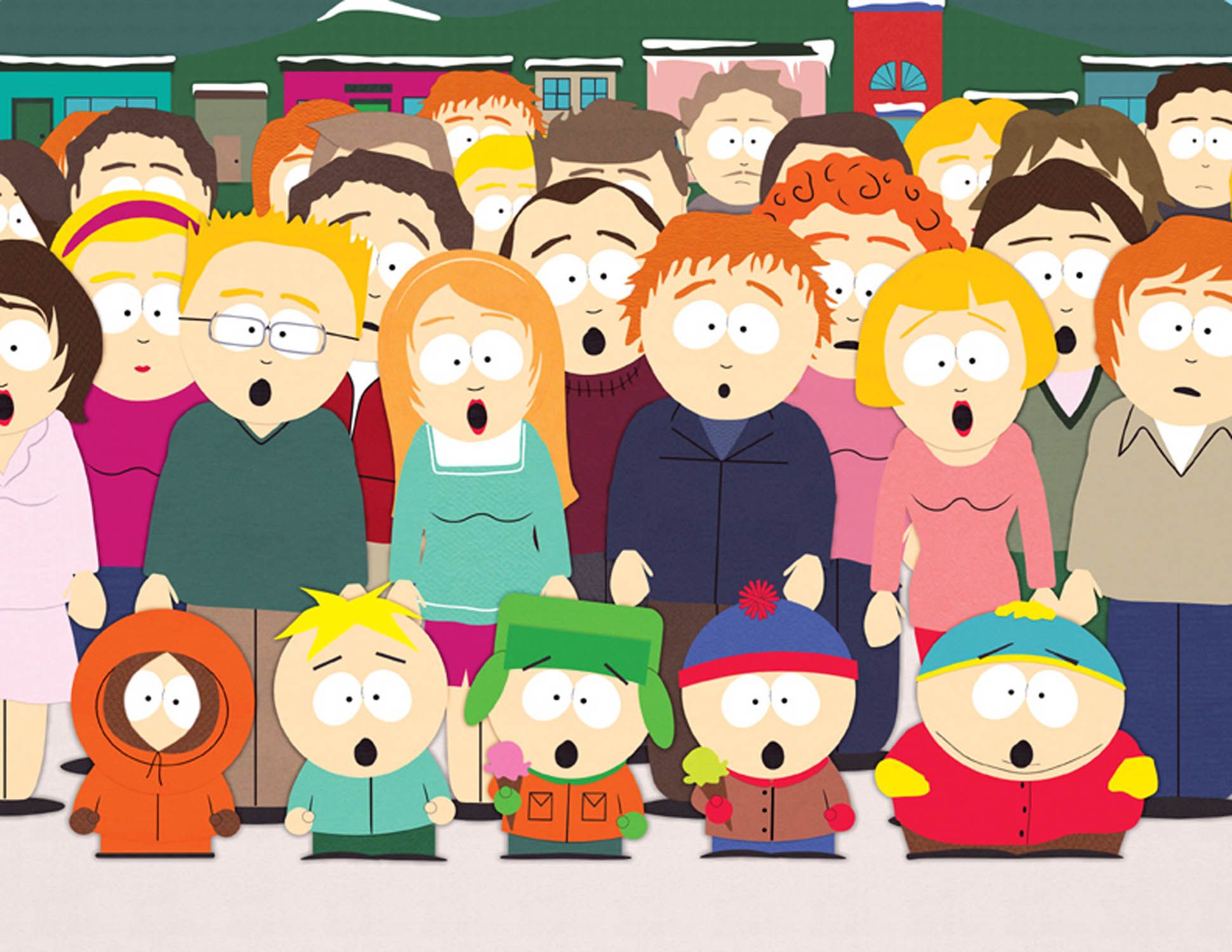 South Park characters  with their mouths open