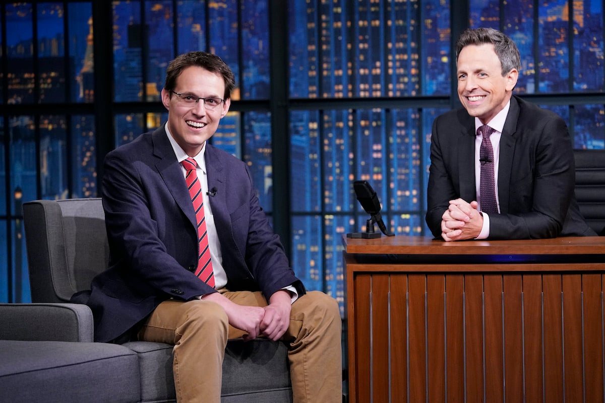 Journalist Steve Kornacki during an interview with host Seth Meyers