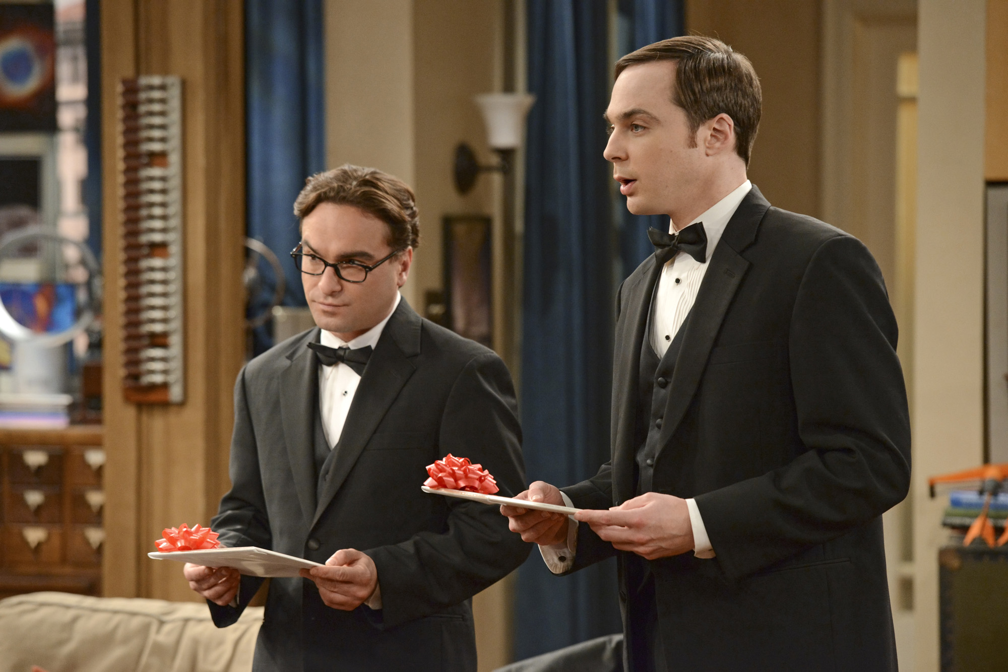 Johnny Galecki as Leonard Hofstadter and Jim Parsons as Sheldon Cooper