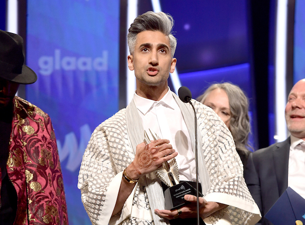 Tan France accepts the Outstanding Reality Program for 'Queer Eye' onstage during the 30th Annual GLAAD Media Awards