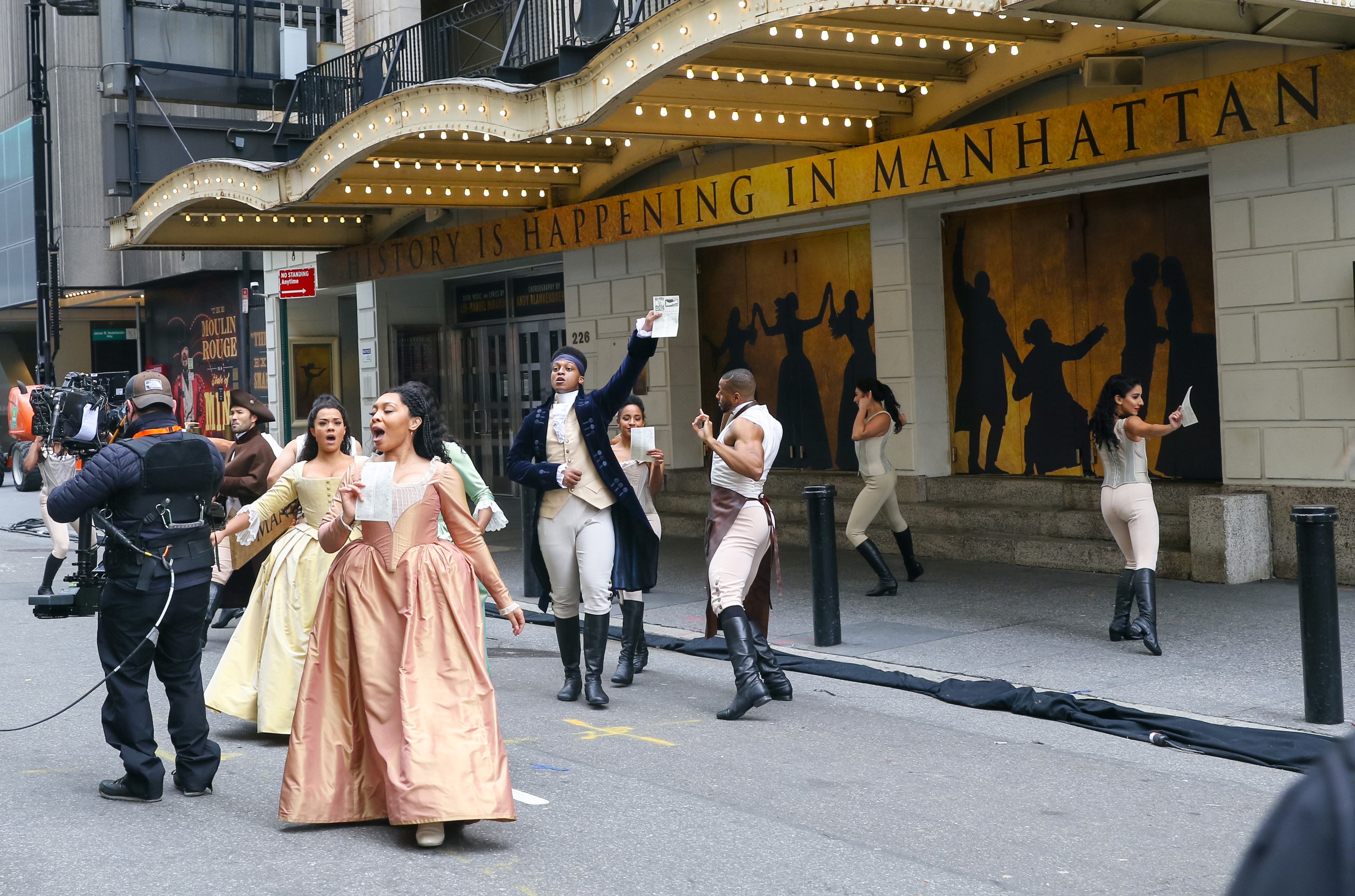 Ray J Baynard from the cast of the Broadway show 'Hamilton' is seen pictured pre-taping a show for the Macy's Thanksgiving Day Parade