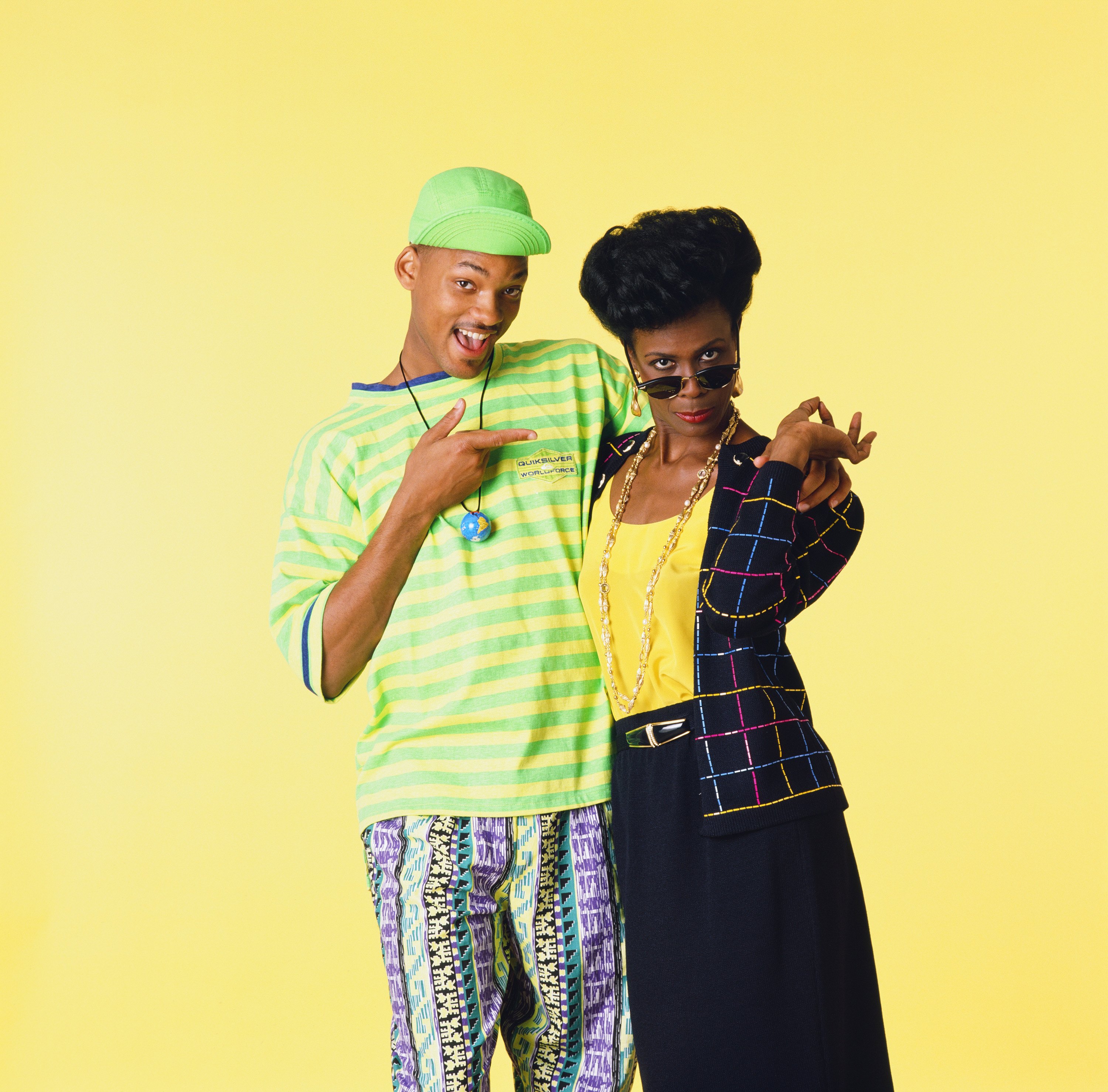 THE FRESH PRINCE OF BEL-AIR -- Season 1 -- Pictured: (l-r) Will Smith as William 'Will' Smith, Janet Hubert as Vivian Banks --