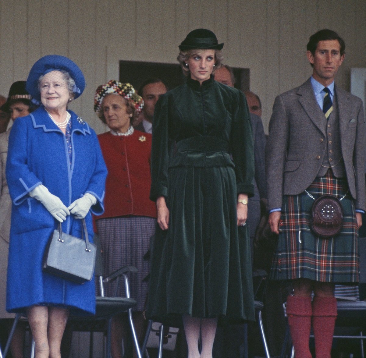 The Queen Mother, Princess Diana, and Prince Charles