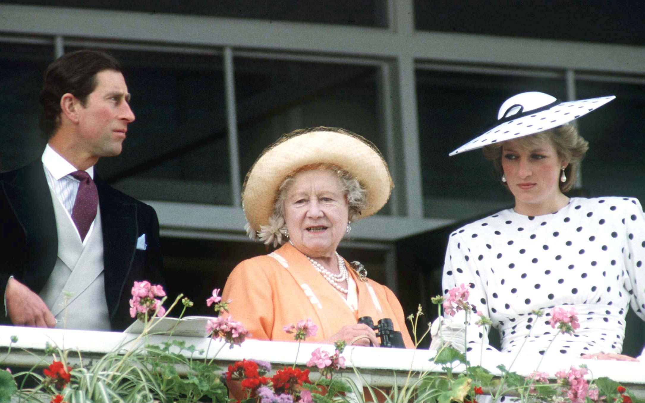 The Queen Mother with Prince Charles and Princess Diana