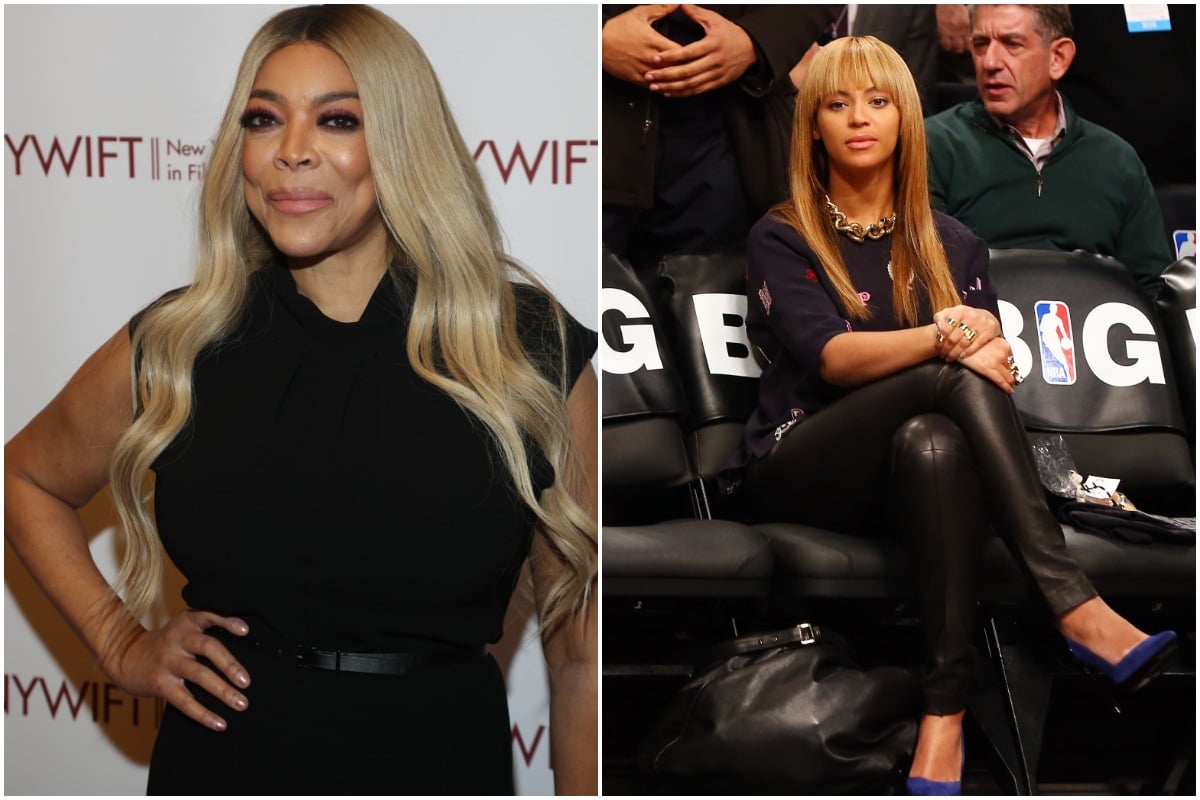 Wendy Williams attends the 2019 40th Annual NYWIFT Muse Awards at New York Hilton Midtown on December 10, 2019 in New York City./Beyonce looks on before the Brooklyn Nets play against the New York Knicks at Barclays Center on November 26, 2012 in the Brooklyn borough of New York City.The Nets defeated the Knicks 96-89 in overtime.