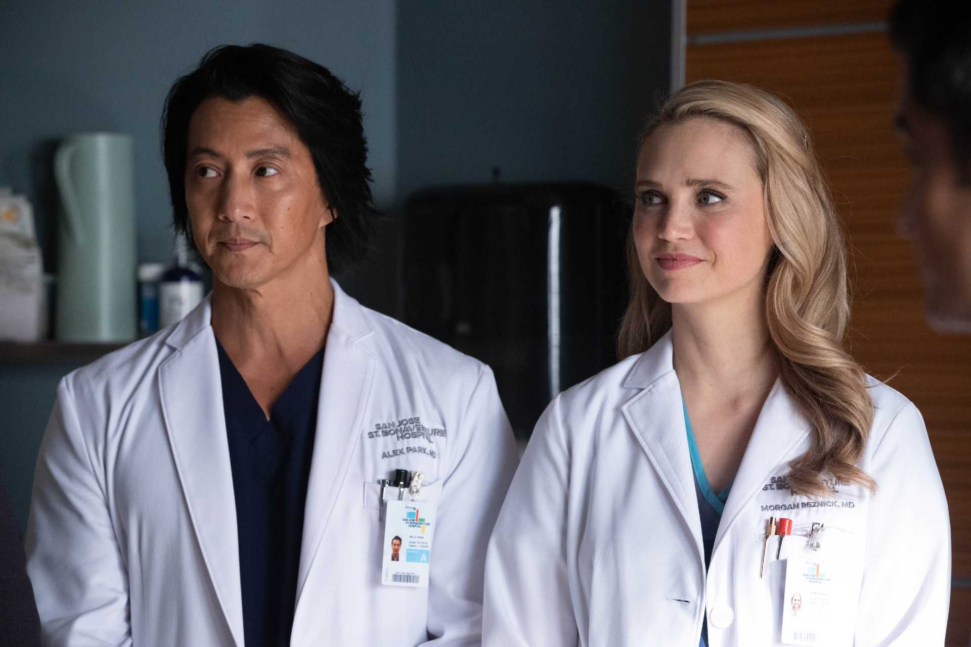 Will Yun Lee and Fiona Gubelmann on The Good Doctor | Jack Rowand/ABC via Getty Images