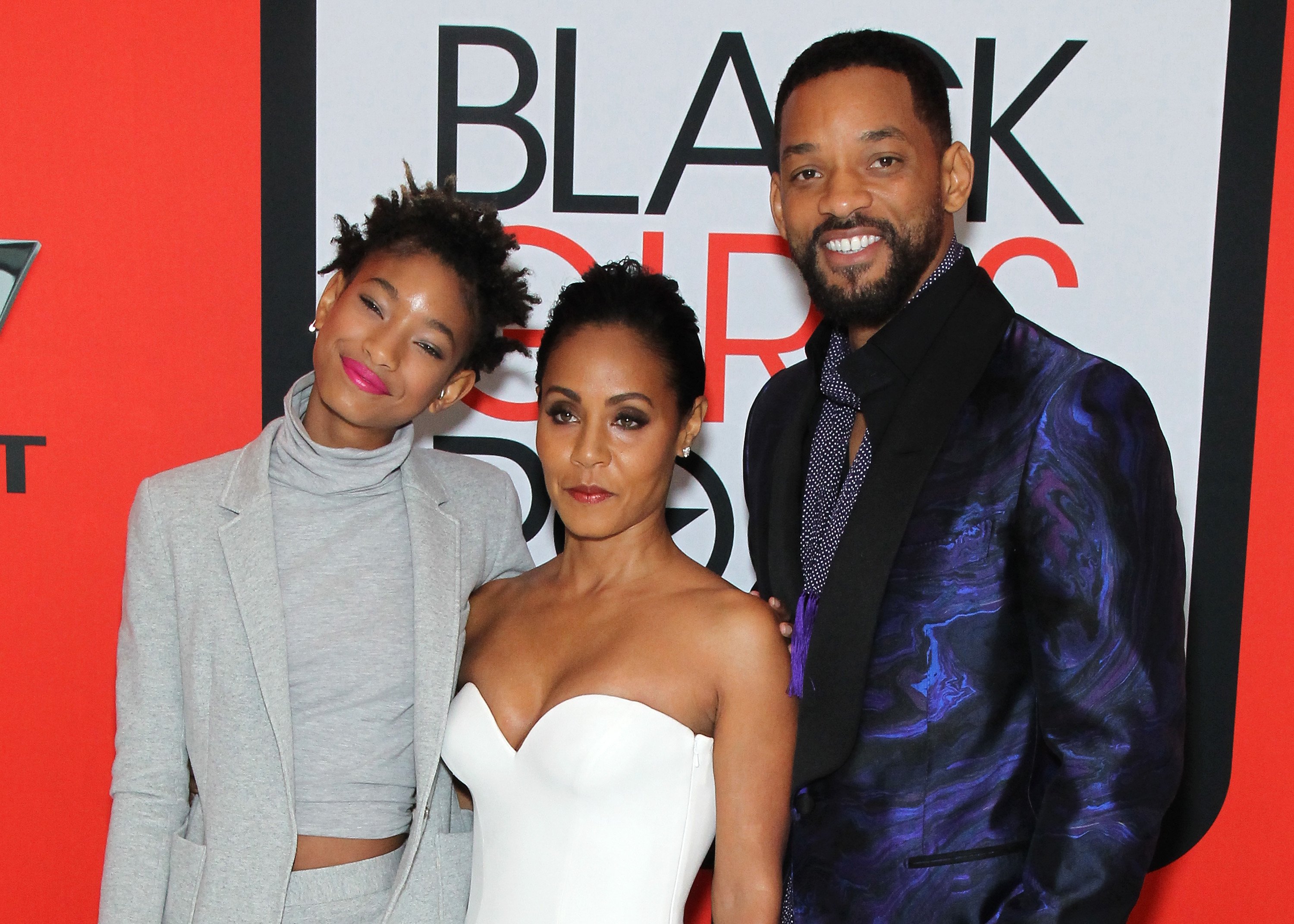 Willow Smith, Jada Pinkett Smith, and Will Smith attend the BET's "Black Girls Rock!" Red Carpet sponsored by Chevrolet at NJPAC  Prudential Hall on March 28, 2015 in Newark, New Jersey.