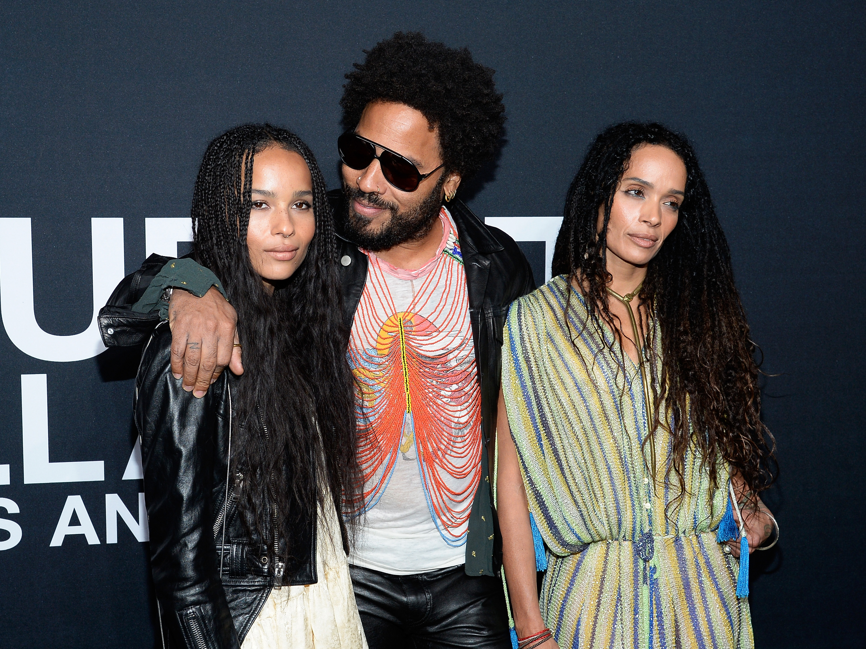 Zoe Kravitz (L) with parents Lenny Kravitz and Lisa Bonet