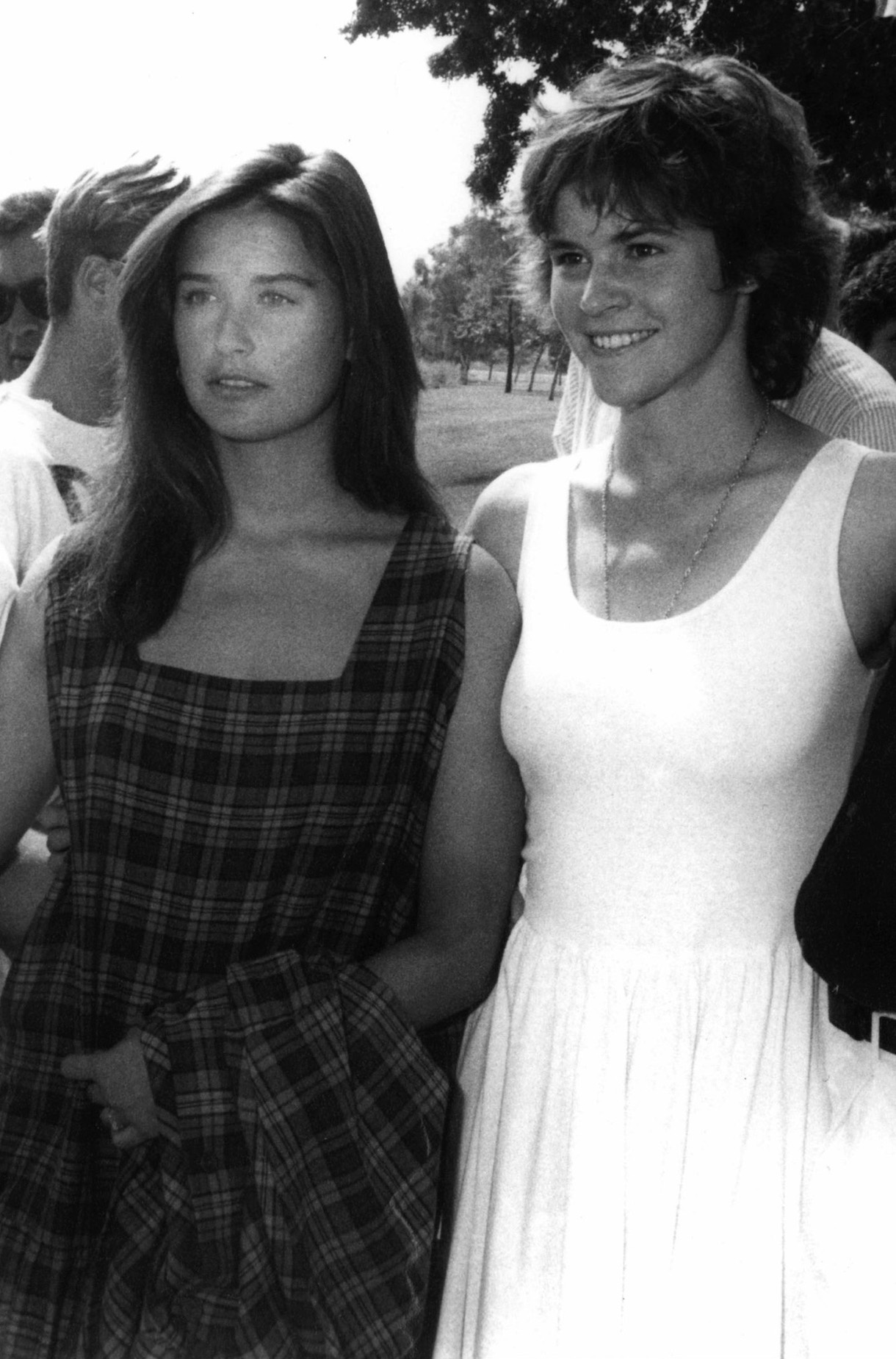 Alley Sheedy and Demi Moore attending a pro-peace rally in Los Angeles in 1984