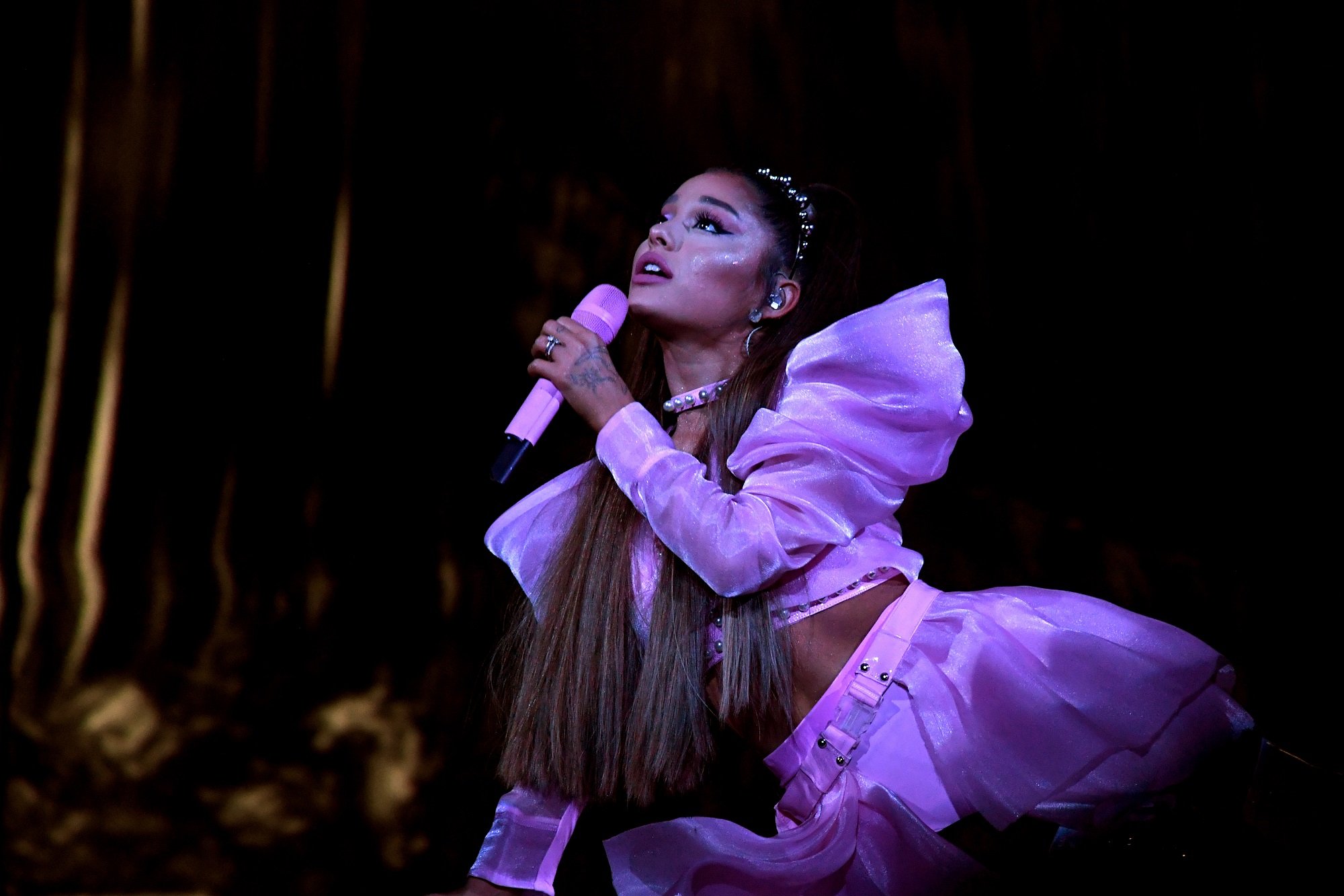 Ariana Grande performs onstage during her 'Sweetener World Tour' on May 07, 2019, in Los Angeles, California.