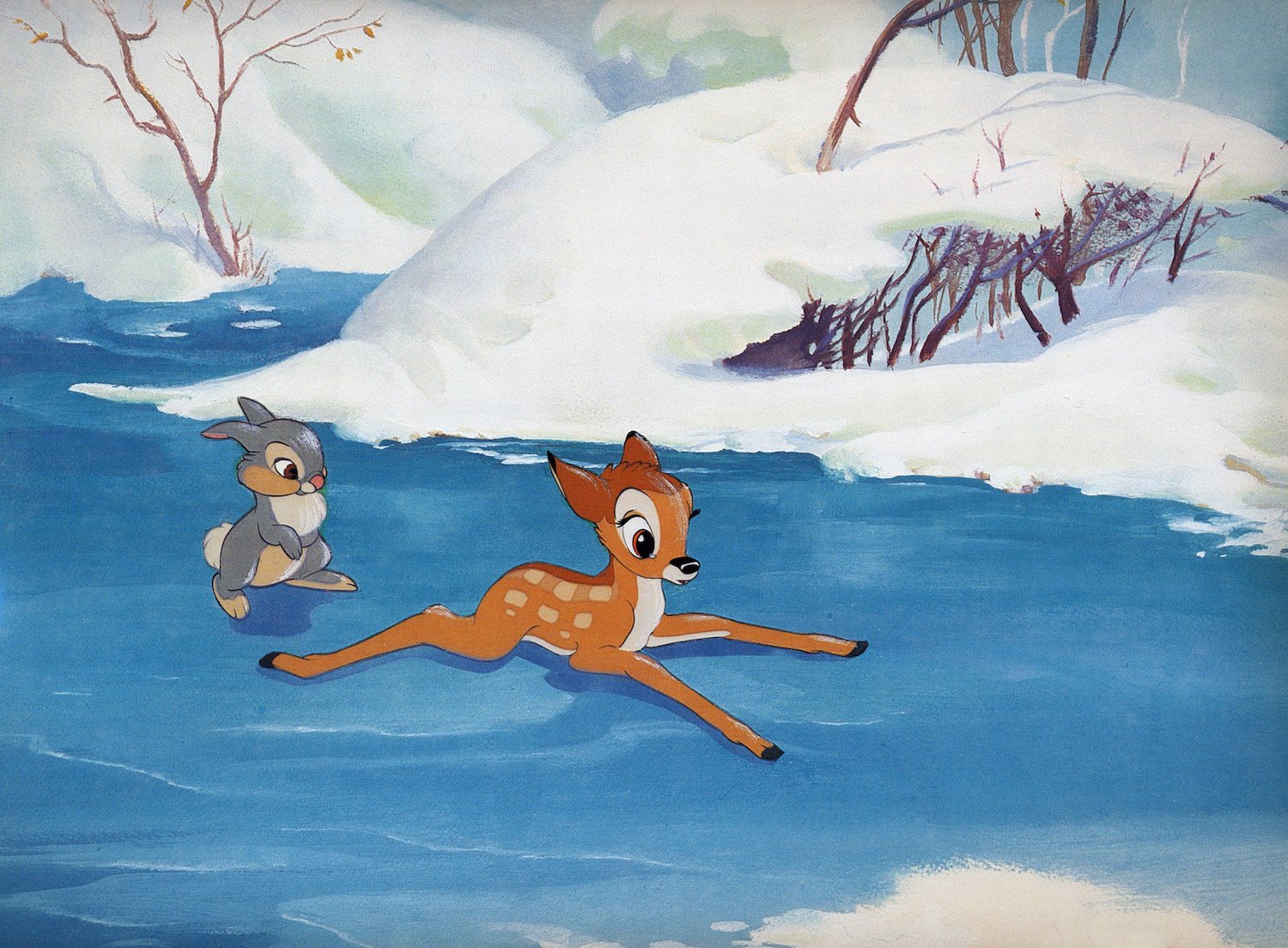 Bambi falling on ice