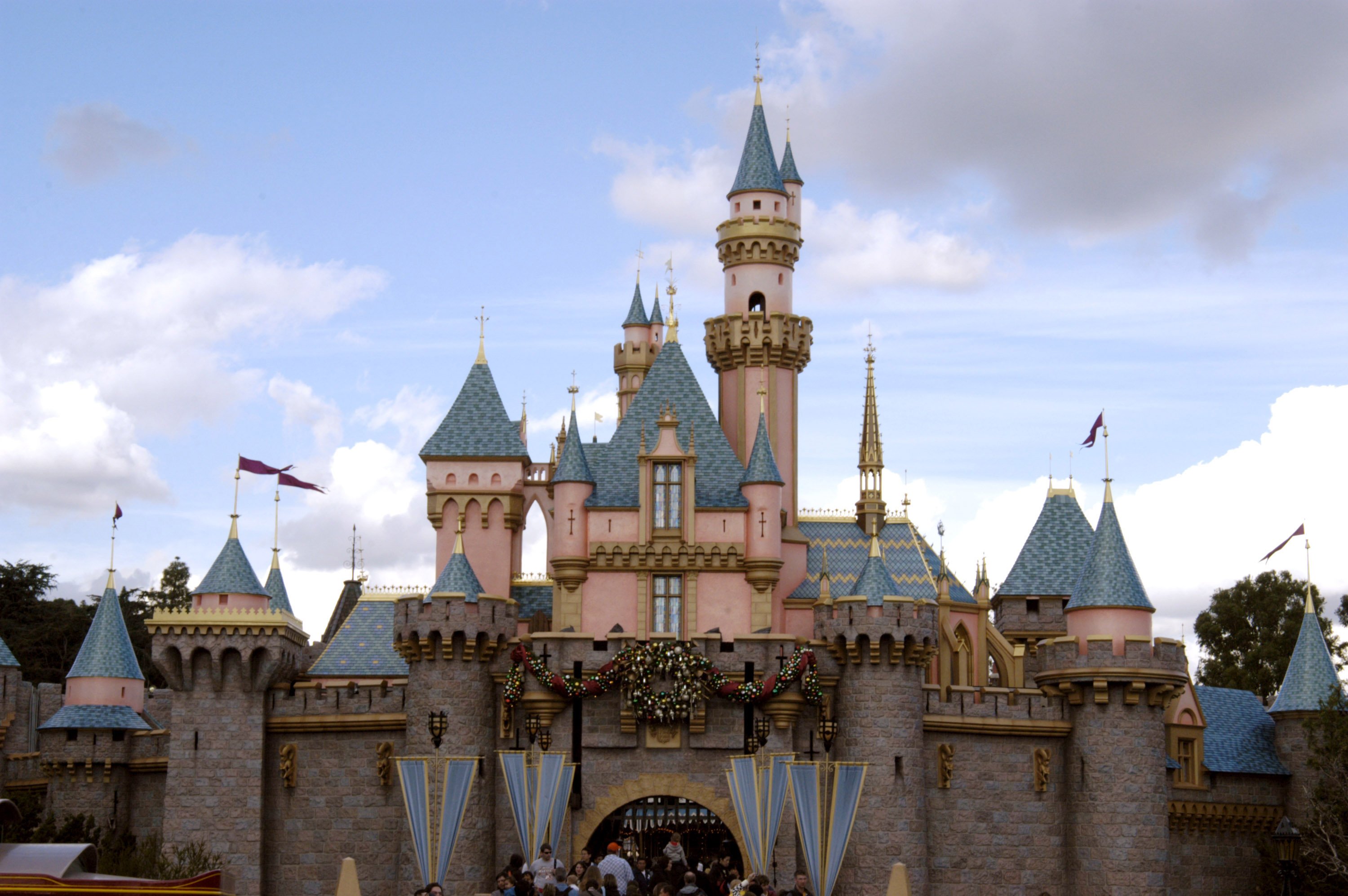 The Cinderella Castle with people in front