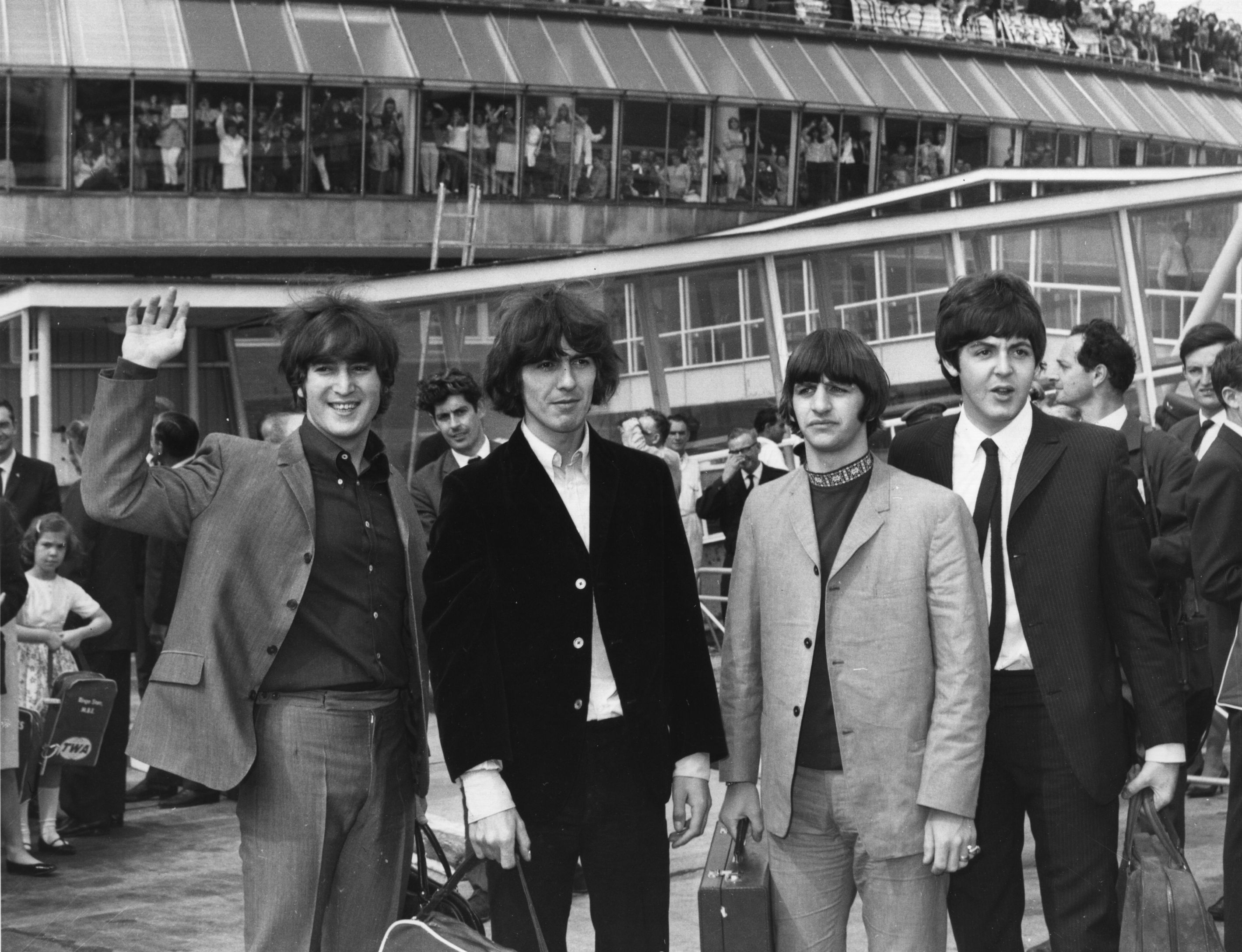 The Beatles near an airport