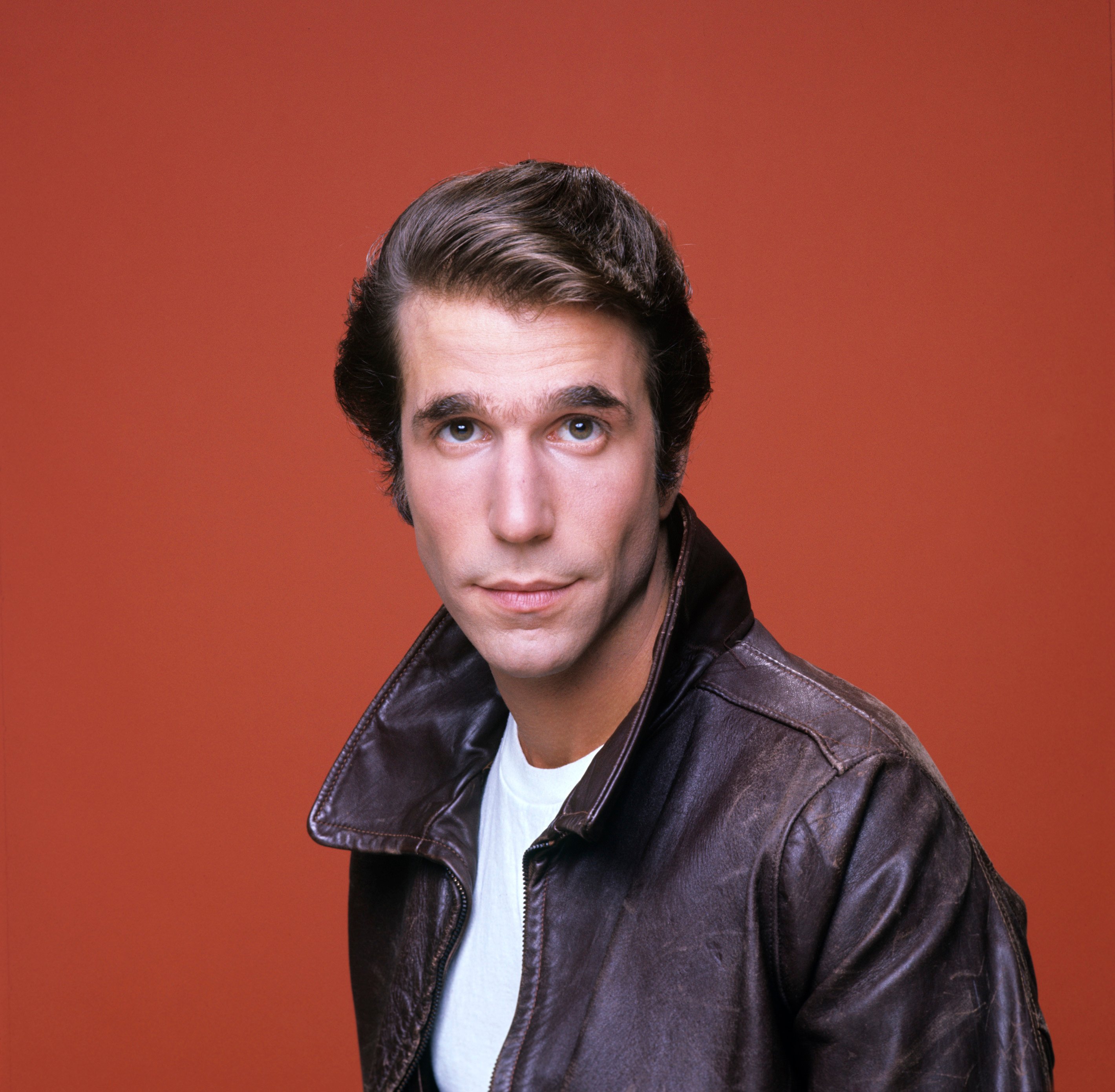 Fonzie with a red background