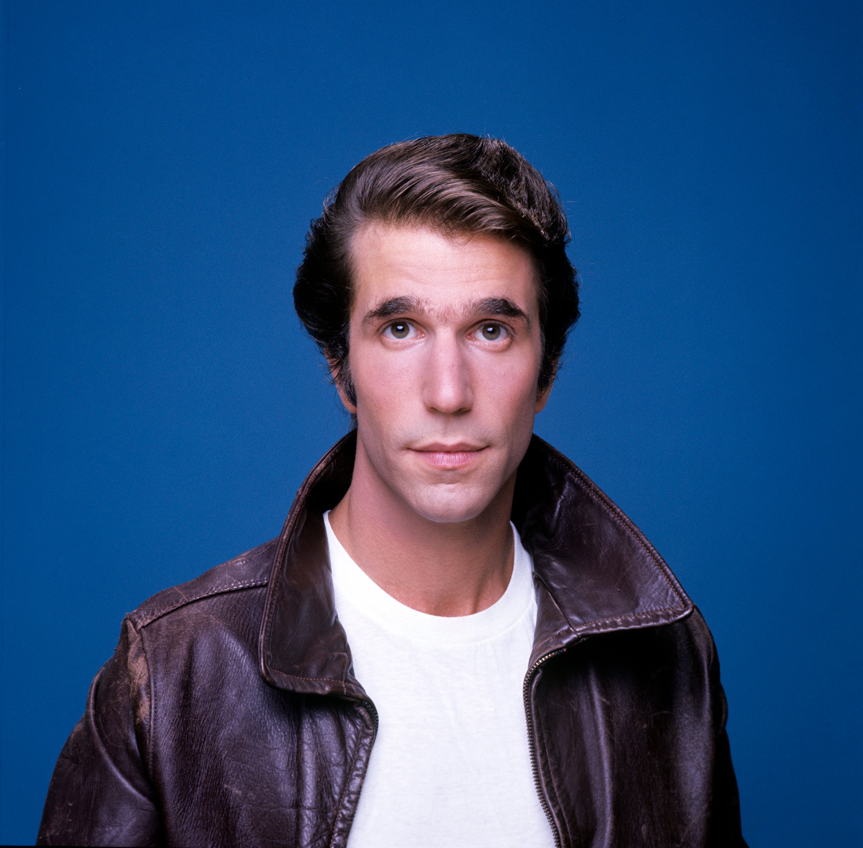 The Fonz with a blue background