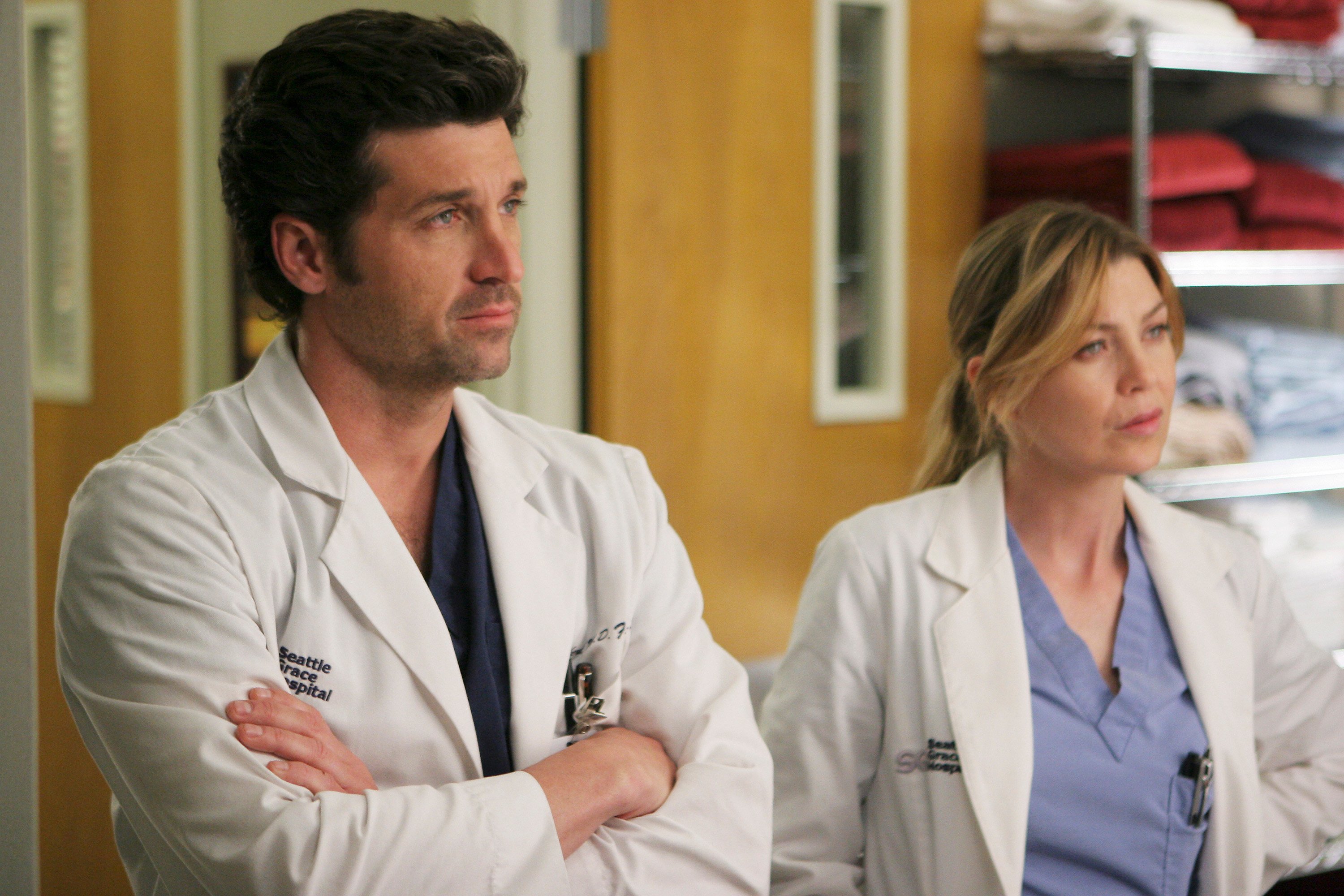 Patrick Dempsey as Derek Shepherd and Ellen Pompeo as Meredith Grey in 'Grey's Anatomy' Season 4