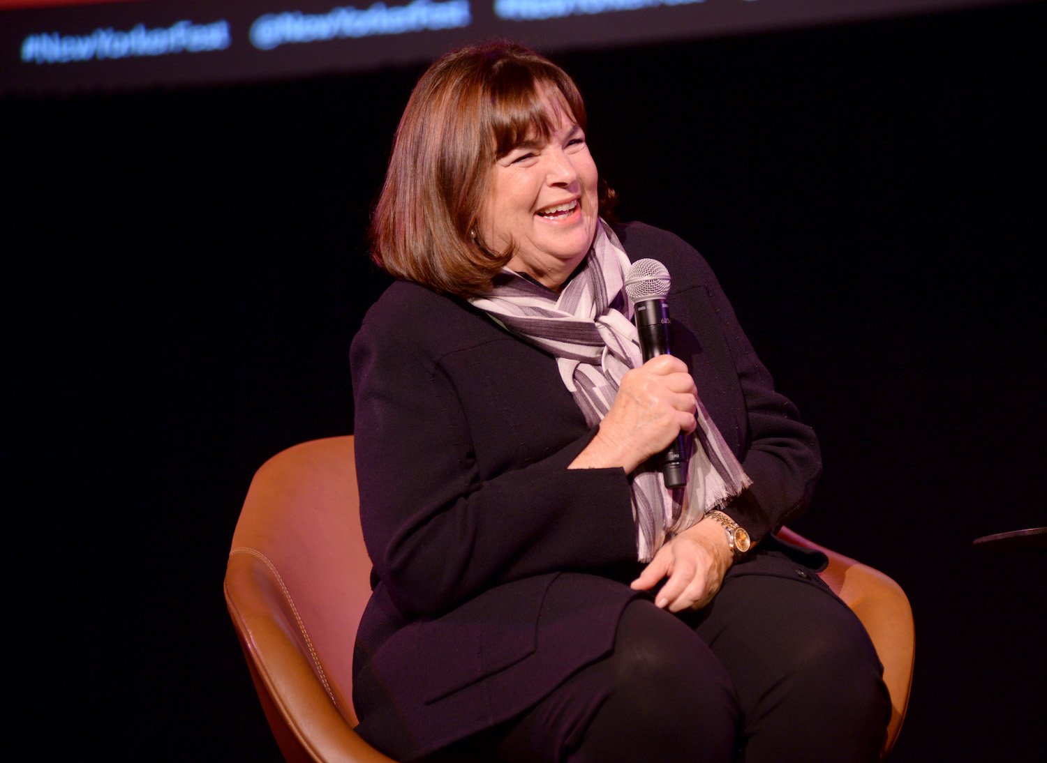 Ina Garten speaks onstage during a talk with Helen Rosner at the 2019 New Yorker Festival