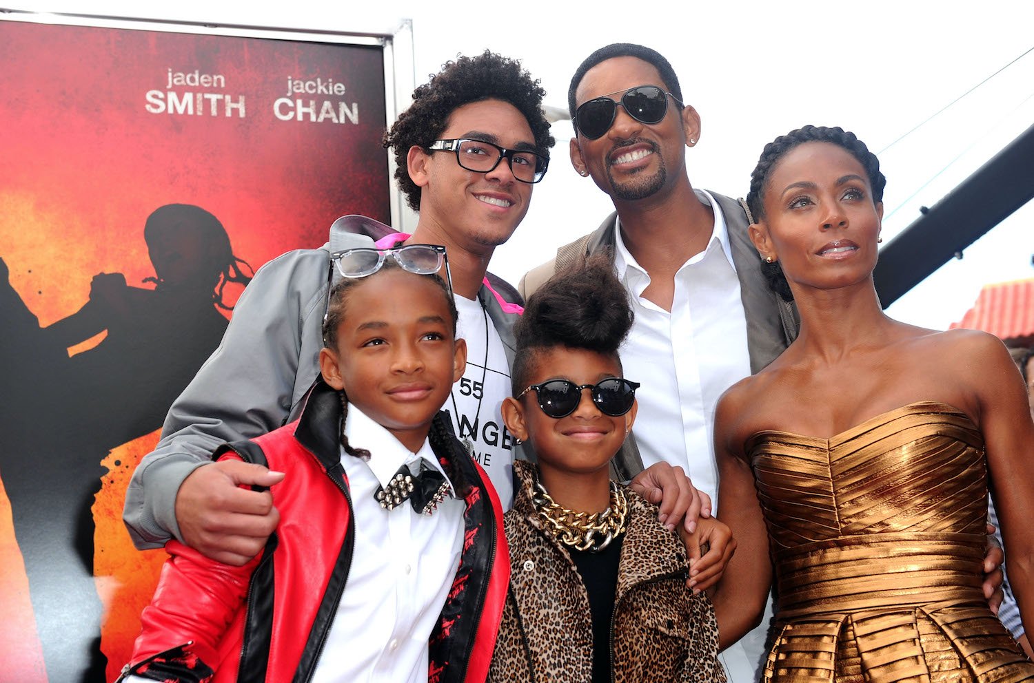 Jaden Smith, Trey Smith, Willow Smith, Will Smith, and Jada Pinkett Smith arrive at 'The Karate Kid' premiere Los Angeles