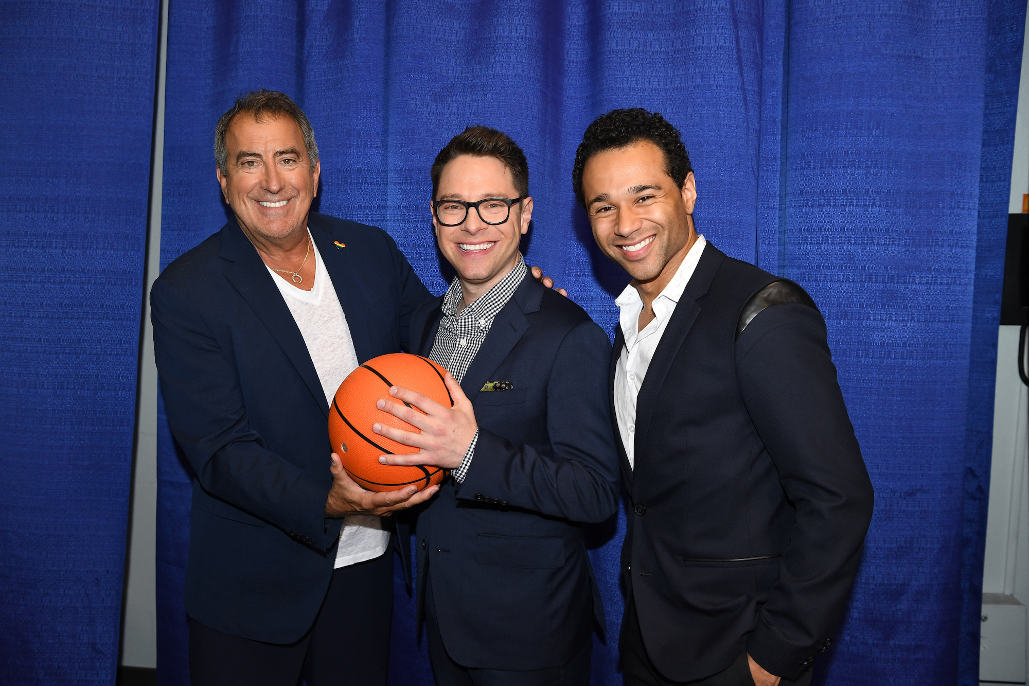 Kenny Ortega (creator and director of 'High School Musical') with Tim Federle (the showrunner for HSMTMTS) and Corbin Bleu at the D23 EXPO 2019.